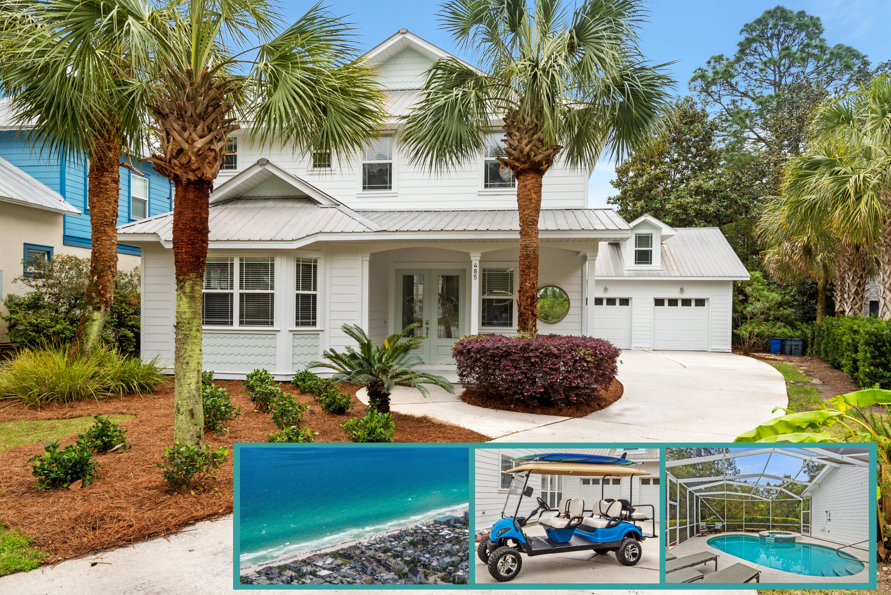 Short term rental powerhouse featuring a designer-renovated coastal home with beach cottage vibe, screened heated pool with hot tub, private backyard, outdoor dining and grilling area, hand-cut shiplap ceilings, local artisan furnishings, and massive 22 person sleeping capacity to maximize revenue.

Designer furnishings, professional photography and full inventory to convey for immediate revenue generation.

Less than a 3-minute golf cart ride to sugar sand beach ensures high occupancy. 

Includes a free six-seater golf cart, kayaks, and barbecue grill for added guest appeal.

Designed from the ground up to ensure easy, low cost maintenance and best possible yield.

Do an Internet search on Legacy Beach Homes of Destin, Florida to view real time calendars in order to determine availability Seller is listing over $100 million worth of properties from their portfolio (35 large STRs in the Destin/Miramar/30A area with an average appraisal value of slightly over $3M each.).

The seller is only selling 10% of the portfolio. Seller will withdraw this and/or any other remaining listings once the first  $10 million (approximately)  in sales have been achieved.

Seller (Equisource Holdings dba Legacy Beach Homes) does not disclose property-level rental revenue data. Buyer to perform their own due diligence regarding income potential. However, the appraisal in the document section of this listing may include the appraiser's revenue projection. 

Seller will make all reasonable efforts to facilitate the transfer of future reservations. 

The Seller does not have to sell.  Property has been priced based on recent appraisal and reflects the seller's minimum acceptable price.

Most recent appraisal and inspections in docs section