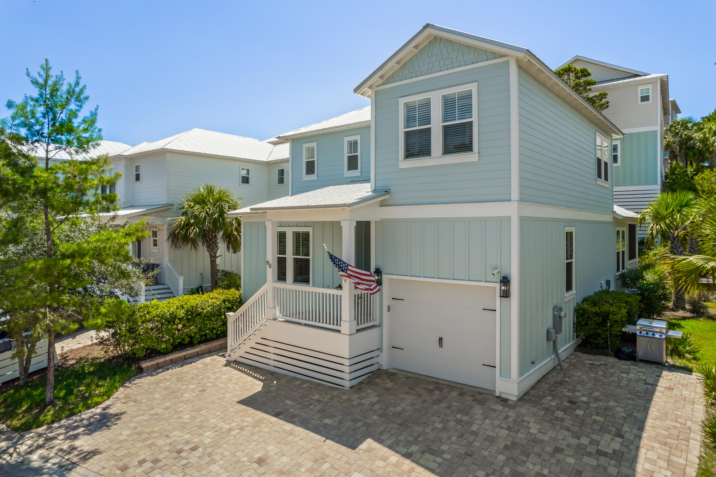 Newer Construction! This Beach Home is light and bright and has everything you could wish for in a beach home. It offers 4 bedrooms and 3 1/2 baths. There are two primary bedrooms with adjoining baths.This home has been lightly rented and excellently maintained. The first floor is perfect for entertaining friends and family. The open floor plan allows you to enjoy your guests int he spacious living room, dinning, and kitchen areas. The gathering room opens to a lovely screened in porch to enjoy morning coffee , reading a book, or an evening cocktail. There is a spacious primary suite complete with a well appointed bathroom. You'll find a half bath for your guest just off the kitchen. The one car garage is a must for housing all of your bikes and beach toys. As you ascend the staircase to the second floor and you'll find a spacious laundry closet, a second primary bedroom suite with a king bed and  an adjoining bath, a queen bedroom is on this floor and shares a jack and jill style bath with a bedroom with two sets of bunk beds. There's lots of closet space too. Highland Parks has one of the best community lagoon style pools on all of 30A. Here you'll find a fabulous spa, 4 story viewing tower, grilling area complete with wine fridge, large screen tv and space to host your own party. Blue Mountain is coveted not only for its high elevation and X flood zones, but because of the close proximity to restaurants, shopping and beach accesses. Highland Parks has long been a favorite of owners and guests alike.