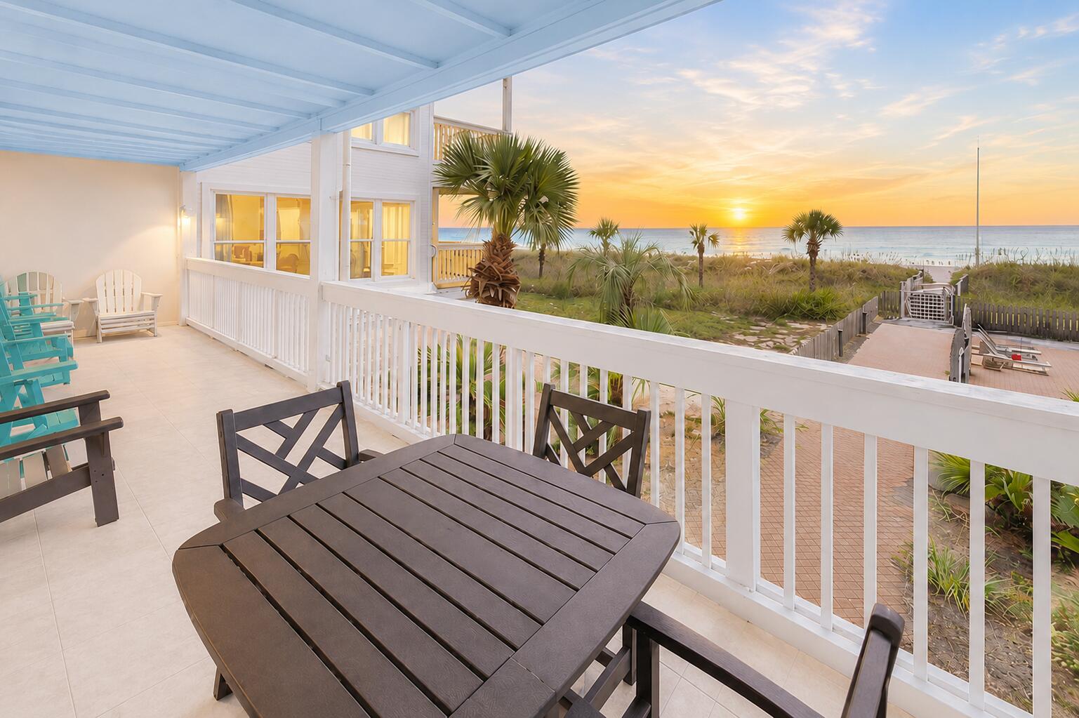 There are few places where time slows, where children play in the sun without screens, where neighbors gather on balconies at sunset, and the rhythm of the Gulf replaces the pace of everyday life. Ramsgate Harbour Unit F-49 is an exceptionally rare and highly sought-after 'flats' level unit located on the first floor of the development. Featuring an oversized living room, oversized guest bedroom and a captivating 30 ft beachfront balcony, this unit is sure to impress. Step outside and your backyard becomes an enchanting private beach spanning 550 feet of association-owned beachfront. Or you can spend your time in a quiet paradise at the community pool. Just six minutes from Rosemary Beach, you are in close proximity to all of the top dining, shopping and entertainment options on the eastern end of 30A. Bring a cash offer and secure this unit today!