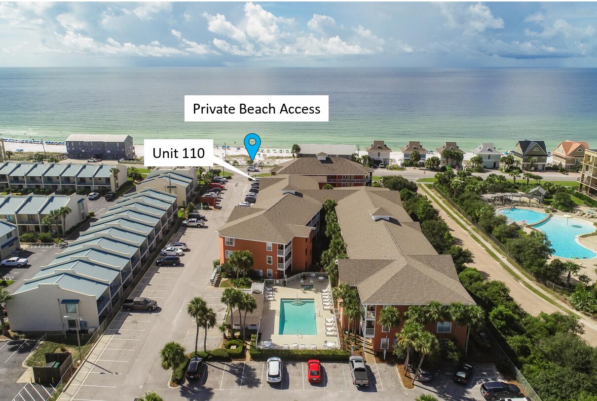 GREAT INCOME, GREAT LOCATION, GREAT PRICE! Over $30,000 in Gross Income. This FIRST-floor unit has a partial view of the beautiful Gulf Coast and door access to parking, makes loading and unloading a breeze that you and your guests will love. With 1 bed/1 bath (Sleeps 6), Short walk to the private/gated beach access makes this a high demand unit for vacation rentals. This conveniently located ground unit is not only in demand during peak season but also attracts snowbirds in the winter months. Take a step inside to find that it accommodates up to 6 guests with 2 bunks in the hall and a pull-out sofa making it more appealing to potential renters.