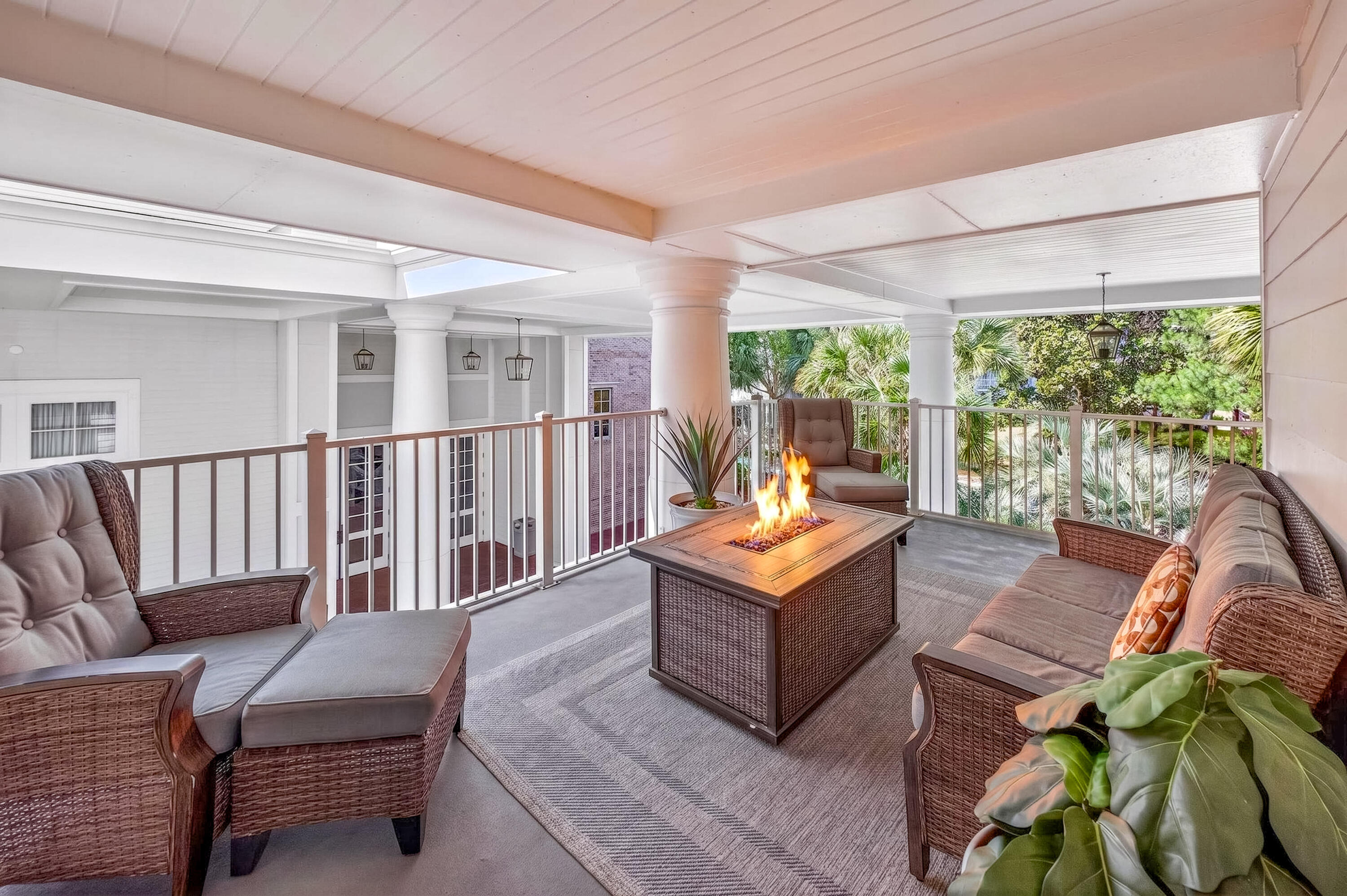 Stylish and unique large 1bed condo in the Grand Sandestin featuring a rare corner wraparound balcony overlooking the Grand Terrace and Conference Center. Designed for year-round enjoyment, the spacious covered terrace offers a more private, weather-protected outdoor living experience complete with a cozy firepit seating area. Inside, the condo showcases a modern coastal feel with warm and neutral-toned furnishings, updated hardware, and durable porcelain plank tile flooring throughout for easy maintenance and rental durability. The open living space is anchored by a striking built-in entertainment wall, while the breakfast bar provides ample seating for guests. A standout opportunity for a vacation getaway, rental investment, or both in the heart of Sandestin Golf and Beach Resort. The Grand Sandestin welcomes you with gracious architecture and luxurious amenities including a fitness center, swimming pool, seasonal on-site check-in, and concierge services. Enjoy the location adjacent to the Village of Baytowne Wharf, a pedestrian market place that hosts a variety of dining and shopping venues as well as fun for the whole family!
As an introduction to the Sandestin lifestyle, we invite our new owners to explore amenities that make Sandestin special. The listing brokerage and seller(s) are presenting the buyer(s) of this property with (2) 90-minute rounds of Tennis court time, a golf foursome at one of our three championship courses, and a round of golf for up to four (4) players at the unrivaled Burnt Pine Golf Club.
Sandestin Golf and Beach Resort features more than seven miles of beaches and pristine bay front, four championship golf courses, 15 world-class tennis courts, a 226-slip marina, a fitness center, spa and celebrity chef dining. Shop, dine and play at the charming pedestrian village, The Village of Baytowne Wharf and more. Inside the gates of the resort, residents enjoy a balanced lifestyle of high-class living, spanning the 2,400 acres from the beach to the bay. Everything within the gates of the resort is accessible by golf cart or bicycle. The entire resort is interconnected by miles of pedestrian, bike and golf cart paths that weave through groves of live oaks, meandering past natural lagoons, fountains, man-made lakes, and meticulously landscaped fairways.