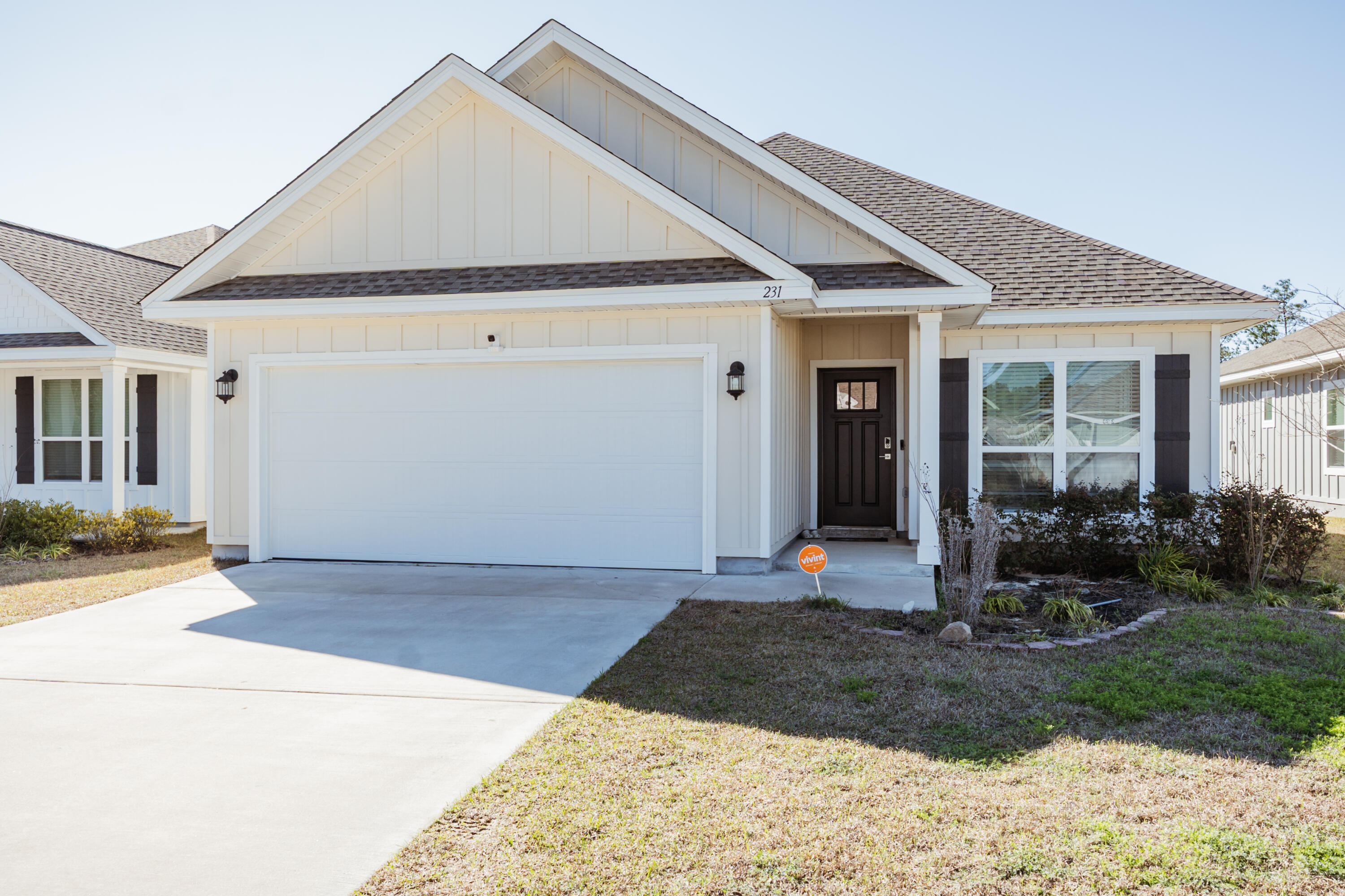Available 4/6/2026... Easy commute to bases, beaches and shopping. Desirable Magnolia Creek Estates features newer home with 3 bedrooms and 2 full baths almost 1600 square feet. Open concept living space with LVP flooring throughout the home, kitchen island, eat in dining area, pantry, granite throughout and plenty of natural light. Spacious bedrooms and large guest bathroom. Master bath features double vanity, garden soaking tub and walk in closet. Laundry room, 2 car garage and covered back patio makes it perfect for watching the sunsets. Level lot and easy-care lawn.  Pets considered with owner approval. No inside smoking or vaping in the home or garage.