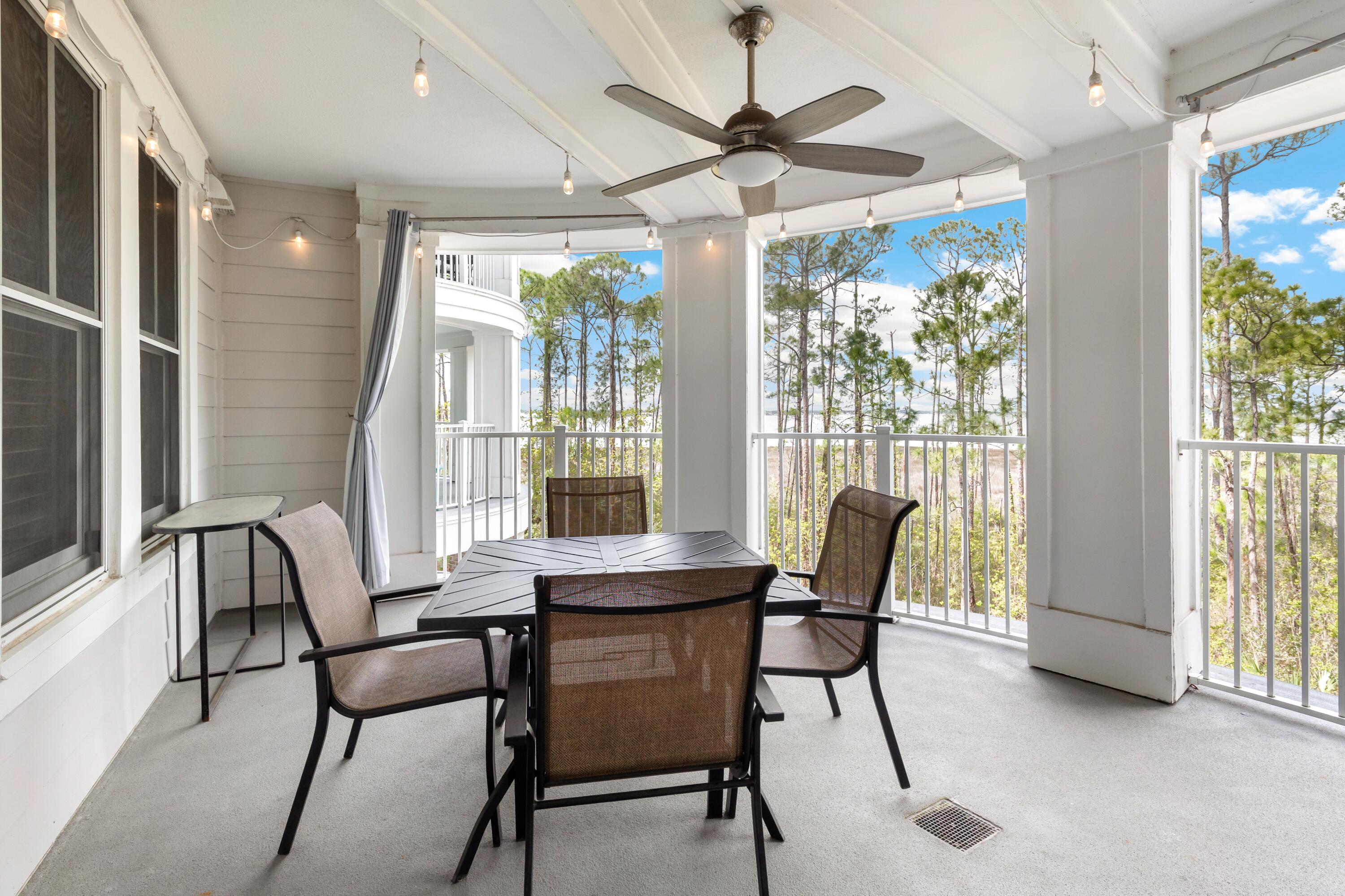 Second-floor bayfront condo with elevated positioning that captures third-floor-style views and expansive water vistas. Enjoy the scenery from the large circular covered balcony, complete with string lighting and privacy curtains--ideal for relaxing and taking in the sunsets. Offered fully furnished and rental ready including a 4-seater golf cart for added convenience. Interior updates include newer HVAC systems (2017 & 2019), hard-surface flooring throughout, coastal furnishings, stainless steel appliances, and plantation shutters, including sliding shutters at the balcony doors for added privacy and light control. Lock-off floor plan provides excellent rental flexibility with three configurations: full 2BR/3BA, 1BR/2BA, or separate studio--ideal for maximizing income potential. Bahia residents enjoy access to the Grand Complex pool, hot tub and kiddie pool, and the Grand Sandestin fitness center. It's also conveniently located next to Hotel Effie and the dining, shopping, and live entertainment of the Village of Baytowne Wharf. Owners also have access to the private Solstice Club, an amenity for owners and their guests, featuring grills, screened porch with gas fireplace, indoor bar, flat screen TV and comfortable seating inside and out.
As an introduction to the Sandestin lifestyle, we invite our new owners to explore amenities that make Sandestin special. The listing brokerage and seller(s) are presenting the buyer(s) of this property with (2) 90-minute rounds of Tennis court time, a golf foursome at one of our three championship courses, and a round of golf for up to four (4) players at the unrivaled Burnt Pine Golf Club.
Discover the unmatched lifestyle of Sandestin Golf and Beach Resort, a premier 2,400-acre coastal destination stretching from the sugar-white beaches of the Gulf to the serene shores of the bay. With more than seven miles of pristine beachfront and bayfront access, this gated resort blends natural beauty with world-class amenities.

Residents and guests enjoy four championship golf courses, 15 top-tier tennis courts, a 226-slip full-service marina, state-of-the-art fitness facilities, a luxury spa, and exceptional dining experiences curated by renowned chefs. At the heart of the community, The Village of Baytowne Wharf offers a vibrant pedestrian setting filled with boutique shopping, waterfront dining, family-friendly entertainment, and year-round events.

Life inside the gates is effortlessly connected. Miles of scenic pedestrian, biking, and golf cart paths wind through towering live oaks, tranquil lagoons, sparkling fountains, and beautifully maintained fairways--making every amenity accessible by golf cart or bicycle.

This is more than a resort; it's a seamless blend of luxury, recreation, and coastal living at its finest.
