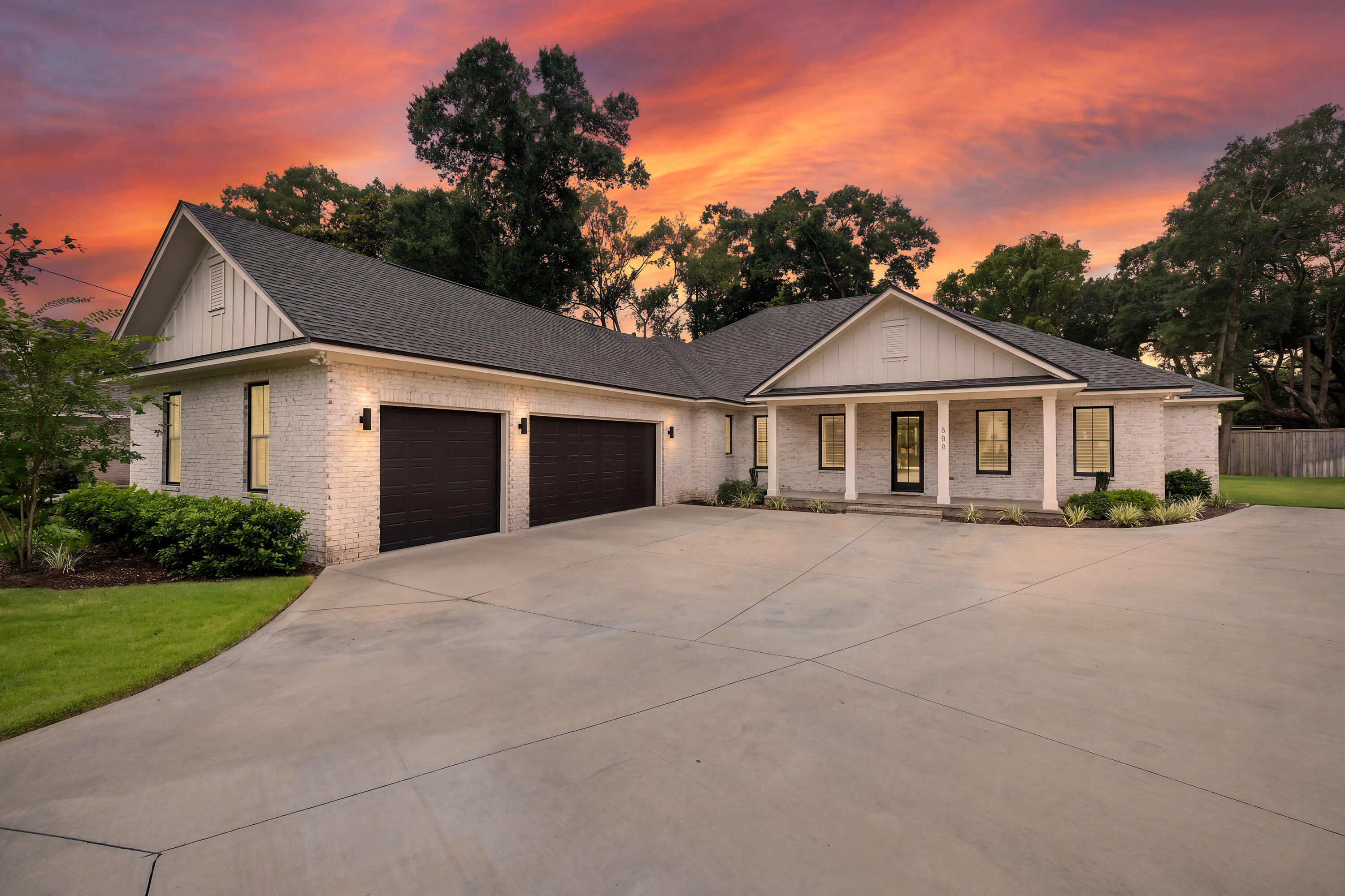 Welcome to Southern modern charm.  This 5 bedroom, 4 bath home has all the bells and whistles.  It checks all the boxes with all the custom features throughout, which were added for comfort and entertaining. Added plus, the seller pays $15,000.00 towards buyers closing cost.  Premium finishes, large windows and doors to maximize the natural light. Beautifully stained tongue-and-groove ceilings enhance the front and back porches, adding warmth, character, and timeless Southern charm. The large entryway leads into the great room and well-appointed chef's kitchen, featuring quartz counters, 9-ft center island, solid custom wood cabinets with soft-close drawers, gas range with 6 burners, pull-out drawers in the lower cabinets, coffee bar, wine refrigerator, walk in pantry and GE Cafe Appliances. This home is welcoming and perfect for entertaining guests or coming together for family gatherings.  Premium LVP floors in the main areas and 20-inch tile in the bathrooms bring warmth and sophistication. You'll appreciate the custom shutters on all the windows and custom blinds on all the glass doors, along with the peace of mind provided with a whole house Generac generator.  French doors open from the family room to a 10'x44' covered back porch, creating an ideal setting for watching ball games, cookouts, or just enjoying a cup of coffee or glass of wine.  The exterior wall has been plumbed for a gas grill, grilling made easy! The master suite, perfectly located on the backside of the home has an ensuite bathroom and massive closet. The master bathroom has an enormous shower with duel shower heads, double vanity and potty closet. The other bedrooms are generous in size with walk-in closets, recessed lighting and ceiling fans. Two of the three bedrooms have ensuite bathrooms with zero entry showers. The office was designed for any work set up with French doors and large window for the "perfect" zoom lighting.
Additional upgrades include: Anderson doors and windows, solid wood cabinetry, glass office doors, Navian tankless water heater with recirculation, no HOA, 10 ft ceilings, and 12 ft in the garage. (Garage is tall enough to install car lift). This home is a quick commute to Eglin AFB, 7th Special Forces, VPS Airport, Destin beaches, and countless activities to enjoy the coastal, laid-back lifestyle of the Emerald Coast. Buyer to verify all dimensions and information important to them.