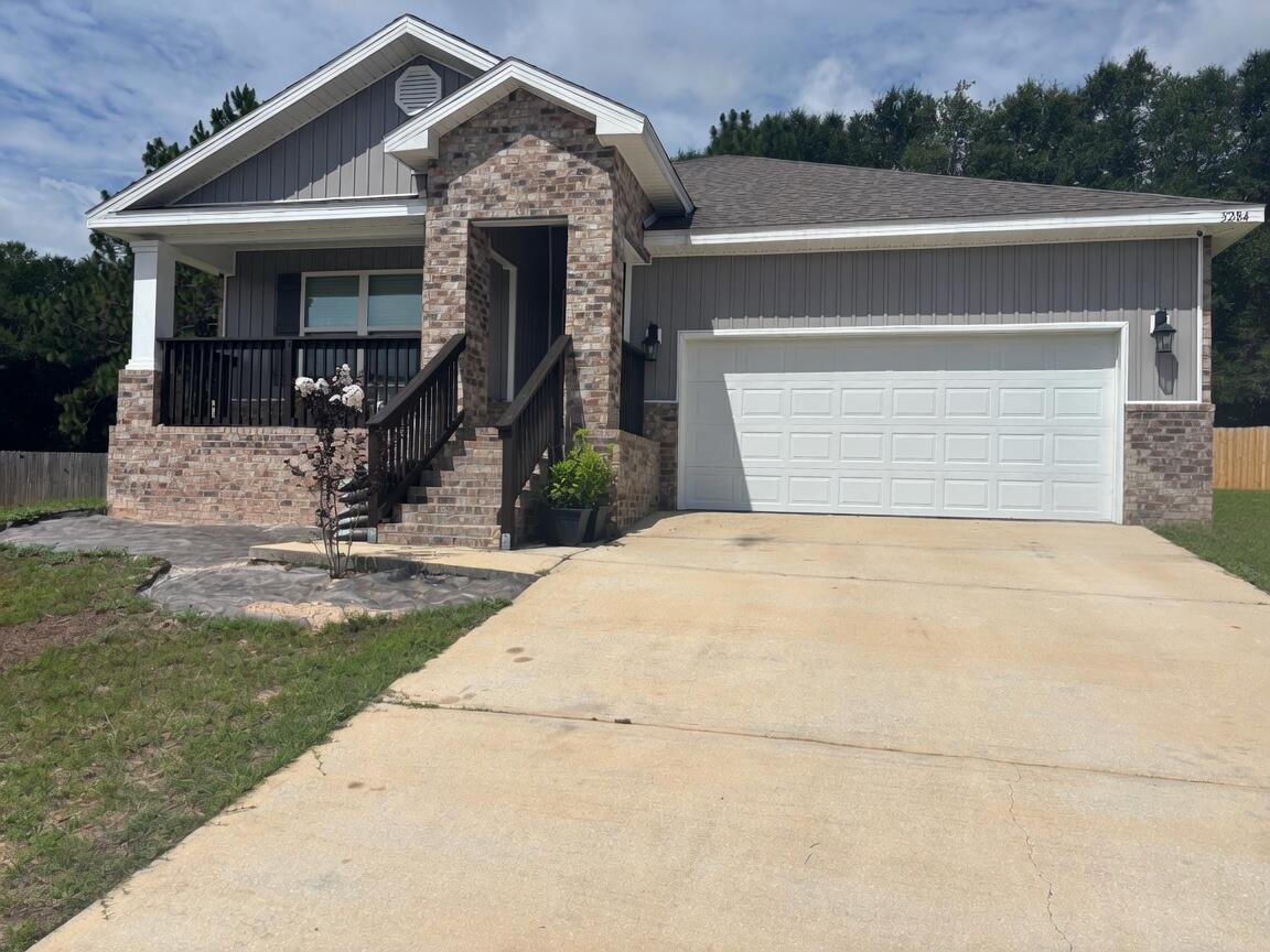 Assumable VA Loan at 2.25%. Call for more information. The 5 year new home, the desirable Cali is a one story floor plan With 4 spacious bedrooms and 2 full bathrooms, balances togetherness with privacy, adding a fenced yard and 2 car garage it checks all the boxes. This popular design offers an open kitchen featuring an island bar, stainless appliances, corner pantry, quiet dishwasher, eating area that opens to the great room with access to the covered, screened Patio. Main bedroom is tucked in the back side of the house featuring ensuite adjoining bath features dual sinks and large 5' shower and sizeable walk-in closet. Beautiful LVP the newest in wood look flooring throughout and stylish Frieze carpet in the bedrooms. The Smart Home Connect System includes your video/camera doorbell & keyless entry & much more. The current owner even upgraded to hard wired CAT 6 throughout the home. Energy-efficient design for lower utility costs. This stylish 3-sided brick Craftsman style home in fast growing N. Crestview is close to Eglin Air Force Base, local schools, shopping, and dining. Whether you're serving our country or stepping into homeownership for the first time, The Cali in North Crestview checks every box. Schedule your tour today and start building memories in your forever home!