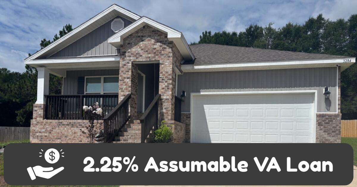 Assumable VA Loan at 2.25%. Call for more information. The 5 year new home, the desirable Cali is a one story floor plan With 4 spacious bedrooms and 2 full bathrooms, balances togetherness with privacy, adding a fenced yard and 2 car garage it checks all the boxes. This popular design offers an open kitchen featuring an island bar, stainless appliances, corner pantry, quiet dishwasher, eating area that opens to the great room with access to the covered, screened Patio. Main bedroom is tucked in the back side of the house featuring ensuite adjoining bath features dual sinks and large 5' shower and sizeable walk-in closet. Beautiful LVP the newest in wood look flooring throughout and stylish Frieze carpet in the bedrooms. The Smart Home Connect System includes your video/camera doorbell & keyless entry & much more. The current owner even upgraded to hard wired CAT 6 throughout the home. Energy-efficient design for lower utility costs. This stylish 3-sided brick Craftsman style home in fast growing N. Crestview is close to Eglin Air Force Base, local schools, shopping, and dining. Whether you're serving our country or stepping into homeownership for the first time, The Cali in North Crestview checks every box. Schedule your tour today and start building memories in your forever home!