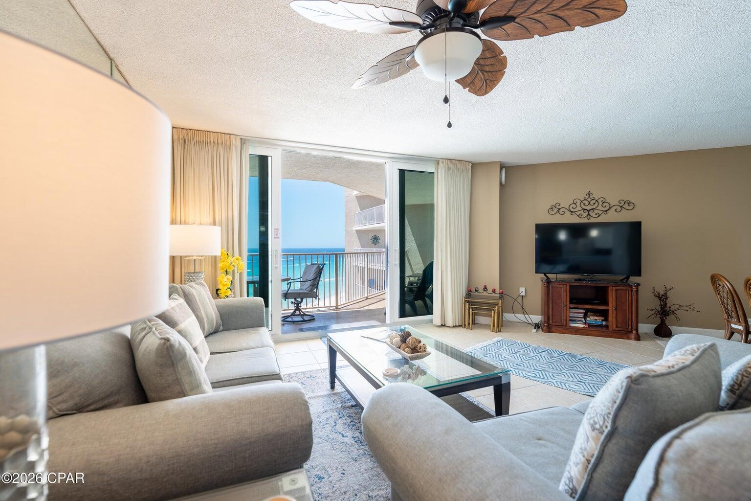 Dunes of Panama 2 bedroom with large balcony. Located on the 15th floor this unit has outstanding views from the living room and primary bedroom. The oversized floor plan has plenty of storage and new slider doors to to view the gulf. Short term rentals are allowed and being sold furnished rental ready.