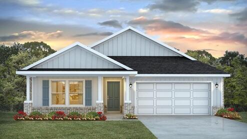 Welcome to 91 Gray Owl Drive E, a new home at Owls Head Farms in Freeport Florida. This home is under construction and features a welcoming and elegant foyer that leads into a spacious open concept living area with 9' ceilings. The kitchen features quartz countertops, Whirlpool stainless steel appliances, and an oversized island, making it the centerpiece of the home. The single basin undermount sink and the dedicated water filter faucet add to the ease in the kitchen. The dining area and great room are flooded with natural light, offering a warm and inviting atmosphere.

The primary bedroom, located at the rear, includes a luxurious bathroom with dual vanities, a walk-in shower, separate soaking tub, and a spacious closet. Images are of a similar Riverside floor plan at completion.