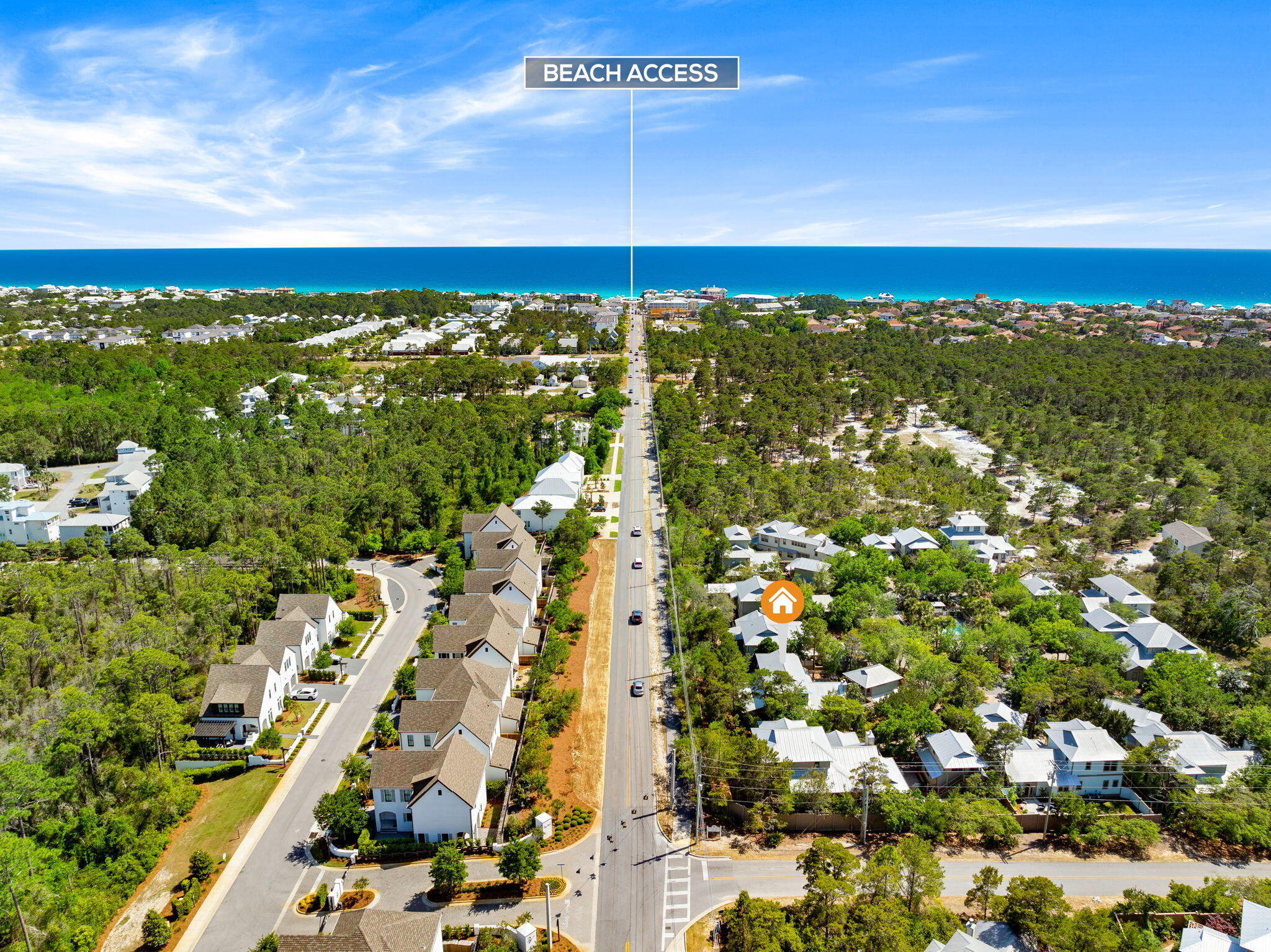 Charming Coastal Retreat in Exclusive Summer Ridge:

Welcome to your dream seaside sanctuary in the serene, gated enclave of Summer Ridge--just a half-mile from the beach and a short-term rental restricted neighborhood. 

This beautifully renovated home blends luxury and privacy, perfect for a primary or secondary resident and for those seeking the ultimate coastal lifestyle. Multiple outdoor spaces are bathed in oaks situated in a peaceful fully fenced yard.
  
 Enter through a gated outdoor enclave with multiple decks and a carriage space above the garage. Surrounded by lush greenery, the setting evokes a sense of seclusion offering a private, tranquil retreat. Offering an outdoor shower ideal for an apres beach outing.

As you pass through the elegant french doors discover a sunlit interior, complete with vaulted wood-beamed ceilings and expansive windows. Newly refinished hardwood floors extend throughout the open-concept layout, with the great room serving as a cozy centerpiece featuring a stunning fireplace adorned with Quartz Torino Gold.
 The modern kitchen is a culinary dream, equipped with Stainless Steel GE Café luxury appliances, including a six-burner gas stovetop. With Quartz Torino Gold countertops and a versatile breakfast bar,  perfect for entertaining. Enjoy dining in a beautiful dedicated space that invites warmth and camaraderie.
Conveniently located on the main level, the primary suite offers a private outdoor sitting area and an ensuite bath that boasts a sleek soaking tub, elegant glass shower, white subway tiles, and chic marble penny tile flooring. 

 The first level also features a spacious laundry suite and additional storage, plus a conveniently located powder room near the outdoor area. Leading to additional outdoor entertaining or media space enclosed in a screened in porch overlooking the deciduous scrub oaks and natural fence.

 Ascend the floating stairs to reveal a thoughtfully designed split floor plan, featuring two generous guest bedrooms. One guest room boasts its own private balcony, while the two rooms share a stylish Jack & Jill bath, adorned with moon rock double vanities and custom niches in the seamlessly tiled shower.

Perfectly Located for Coastal Living: This home is just 0.70 miles from the pristine beaches and the shimmering Gulf of Mexico. Enjoy easy access to shopping, dining, and entertainment at Gulf Place, which features a vibrant farmer's market and a bustling amphitheater hosting summer concerts and events. The Santa Rosa Beach and Golf Club is a mere 10-minute golf cart ride away.