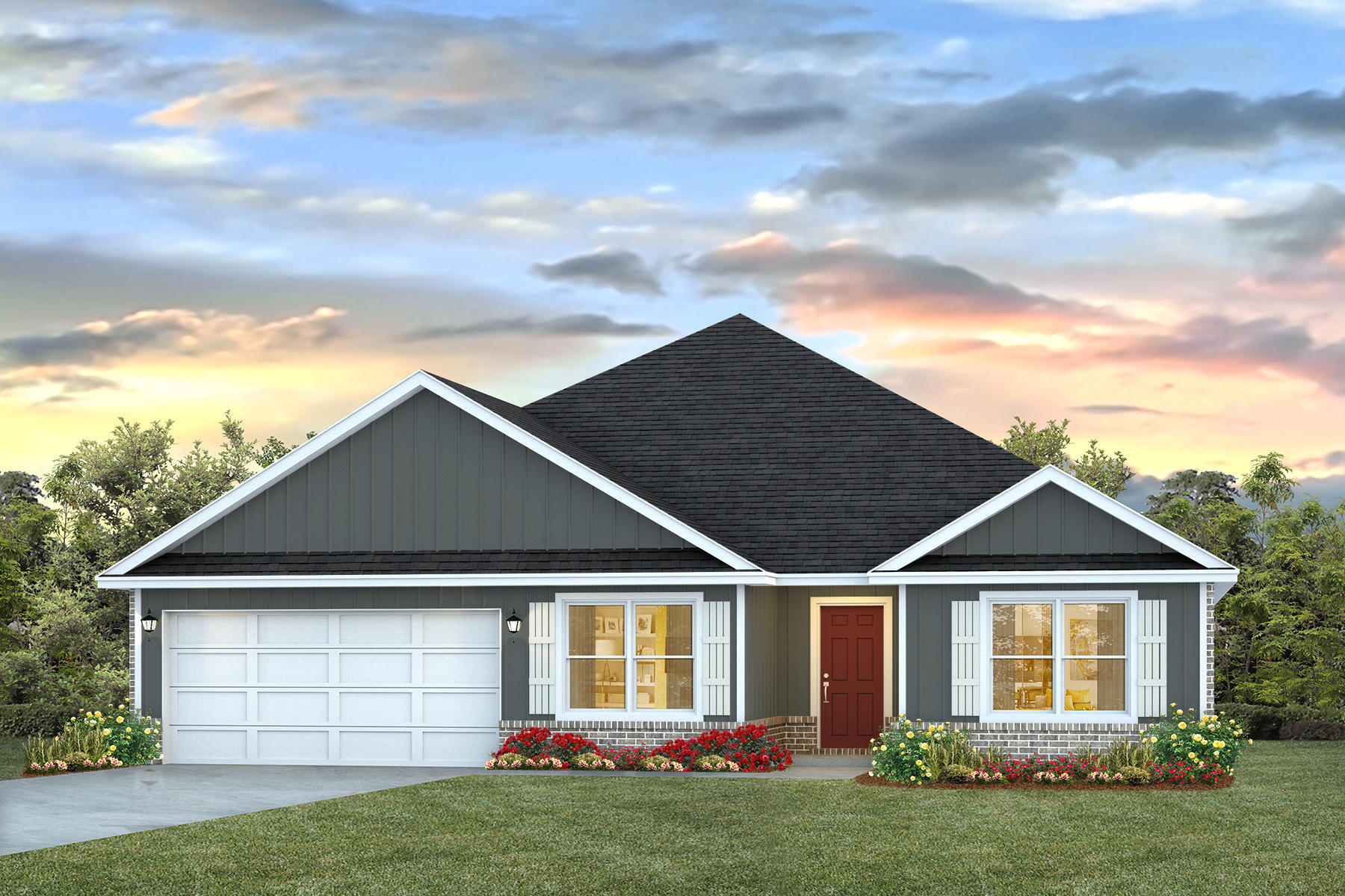 Welcome to Blackwater Reserve, a brand-new community featuring a beautiful community pool, Lazy River and Pickle Ball. The Finn model is a spacious and desirable open concept floorplan, built-in lighting and a fabulous layout for relaxed living featuring 5 bedrooms, 3 bathrooms, 2-car garage, and the 'Smart Home Connect 'System with a variety of convenient Smart Home devices you will love. Spacious Great Room and dining area is open to the kitchen and lots of windows for natural lighting. The well-designed open kitchen includes stainless steel appliances, a smooth-top range, built-in microwave, gorgeous quartz countertops, quiet dishwasher, pantry, island bar, eye-catching wood-look flooring, and plush carpet in the bedrooms. A well designed and highly desirable floorplan with many desirable amenities. Fabric Hurricane door and window protection is also included. Enjoy this stylish contemporary, craftsman home with great curb appeal in the rapidly growing area. ALL LISTING pictures, colors, features, and size may vary. Square footages are approximate.