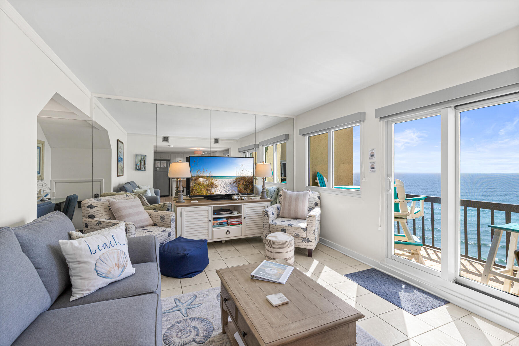 Renovated and ready to sell! Welcome to penthouse A1-20 at Pinnacle Port located directly on the beach in the gated and picturesque Carillon Beach community. This beachfront 2BR-2.5BA penthouse condo features 2 balconies overlooking the beach and Lake Powell and is being sold fully furnished. The sunny living area, updated kitchen and half bath are positioned on the first level. Two bedrooms and two full baths are upstairs. Recent upgrades include new kitchen cabinets, quartz countertops, a new tile backsplash and stainless appliances. The bathrooms are each renovated with new vanities, mirrors, light fixtures and toilets. The condo is freshly painted throughout, and a new HVAC has been installed. With new coastal furnishings and artwork, this premiere condo is a great purchase for family use or rental. As a rental investment, the annual gross rental projection is $42-45K! The condo is being sold fully furnished. Pinnacle Port offers it all - stunning views of the Gulf and Lake Powell, 4 lighted tennis courts, 2 swimming pools, fishing, boating, kayaking, shuffleboard, bocce ball, grill-picnic area, basketball, a fitness center and more. Boating amenities abound... a boat ramp, boat slips, boat/trailer parking, a fishing pier, and kayaking.  This premier location is three miles from the boutiques and restaurants of 30a and a short distance to Publix.  Shopping at Pier Park is nearby.
