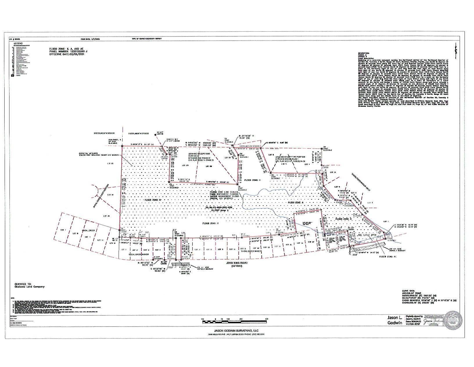 New Boundary Survey Just Completed. SOUTH OF I-10 IN CRESTVIEW, THIS IS A RARE FIND! 22.24 Acres South of I-10. CHECK OUT THE PHOTOS. Paved Road Frontage to include the following locations between 356 & 358 John King Road, between 386 & 406 John King Rd. This is vacant land. The seller has never occupied the property. There are no property disclosures. The buyer is responsible to satisfy themselves with any information they deem important.