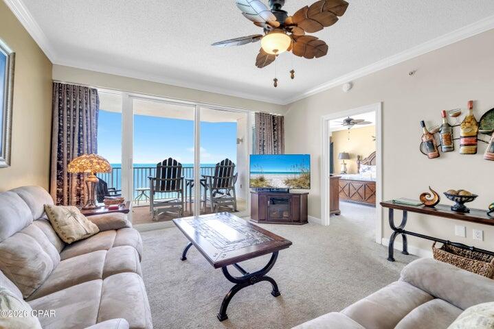 When buyers start comparing beachfront condos, the view is often what makes the decision--and Boardwalk 2102 delivers one of the most impressive perspectives on Panama City Beach. Perched on the 21st floor, this high-elevation Gulf-front residence captures sweeping views of the emerald waters and sugar-white shoreline from the moment you walk through the door. Unlike many floor plans that reserve the best views for the living area alone, this residence features a true Gulf-front primary suite, allowing you to wake up to the sound of waves and panoramic beach views every morning. The open-concept layout keeps the Gulf as the focal point, creating a bright, spacious setting that feels connected to the coastline from nearly every angle. Located within the highly regarded Boardwalk Beach Resort, owners benefit from a community known for its strong reputation among both vacationers and property owners. The resort's resort-style amenities include a beachfront pool, heated spa, kiddie splash area, tiki bar, fitness center, beautifully maintained grounds, and the convenience of two levels of parking directly adjacent to the building. Boardwalk's location continues to drive strong visitor demand year after year. Positioned on a palm-lined boulevard across from a golf course and adjacent to Panama City Beach's convention center, the resort attracts vacation guests, event attendees, and repeat visitors throughout the year.