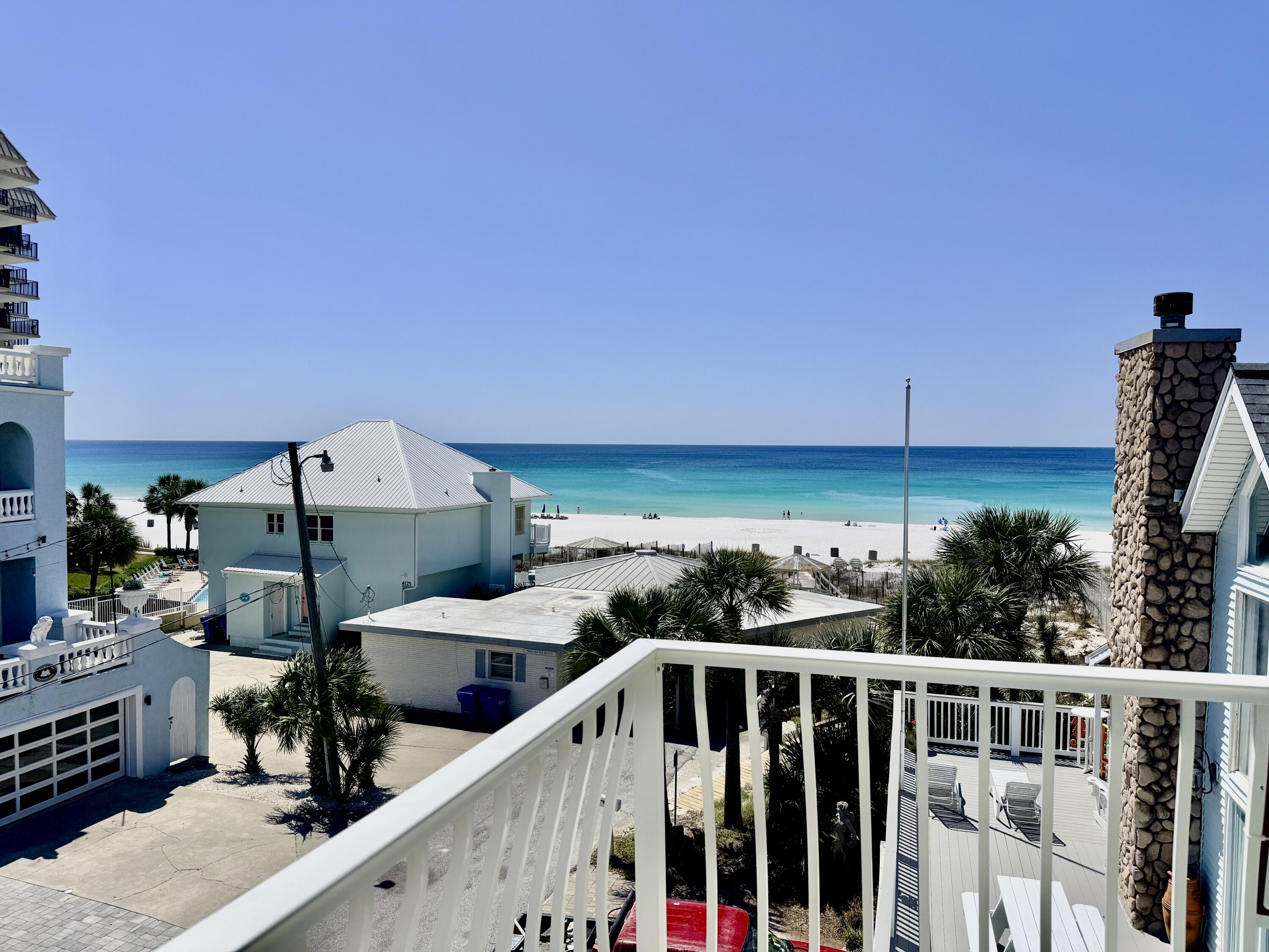 Experience refined coastal living in this ELEGANT MEDITERRANEAN-STYLE BEACH HOME just 75 FEET FROM THE SAND with GULF VIEWS from multiple balconies. This 7 BEDROOM, 4 BATH retreat offers a TURN-KEY layout with 10-FOOT CEILINGS, CUSTOM CABINETRY, GRANITE, and STAINLESS APPLIANCES. Designed for LUXURY LIVING and STRONG RENTAL PERFORMANCE, it features TWO KITCHENS, a LOCKOUT OPTION, and spacious indoor/outdoor areas. Enjoy TWO GULF-VIEW BALCONIES, a LARGE PRIVATE DECK, and a PRIVATE HEATED POOL. Fully furnished with 2025 RENTAL INCOME of $215K and 2026 BOOKINGS TRANSFERABLE.