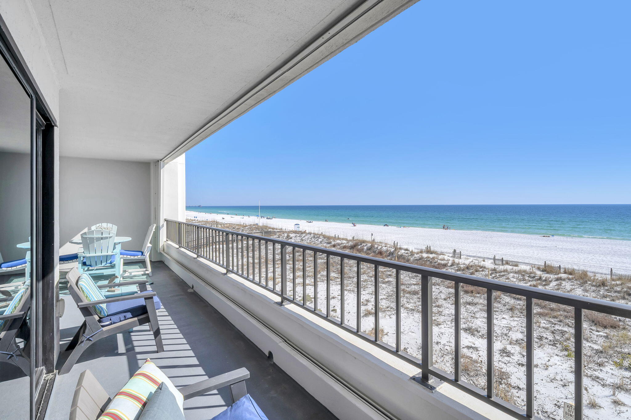 Known as Island Paradise/Fort Walton Beach Florida  on Airbnb, The fabulous reviews from guests document the dolphins with breakfast on the 30 foot balcony as well as the dreamy sunsets.  After enjoying the moonrise and starlight on the 30 foot balcony, the comfy seating indoors, then the new walk-in shower in primary bath or tub bath in the hall. Finally, a full size washer and dryer in the spacious laundry room is a feature can be enjoyed by long weekend vacation guests, snowbirds as well as full-time residents. 
Fabulous coastal artwork everywhere you look. 
Amenities include Fitness room, covered parking under tennis courts, adult & kiddie pools and BBQ picnic areas Air Conditioning condenser replaced August 2025. 
Refrigerator replaced April 2025
Both bathroom shower/tub inserts replaced 2025
Neighborhood quiet time is from 9 pm to 9am. 
fireproofing,