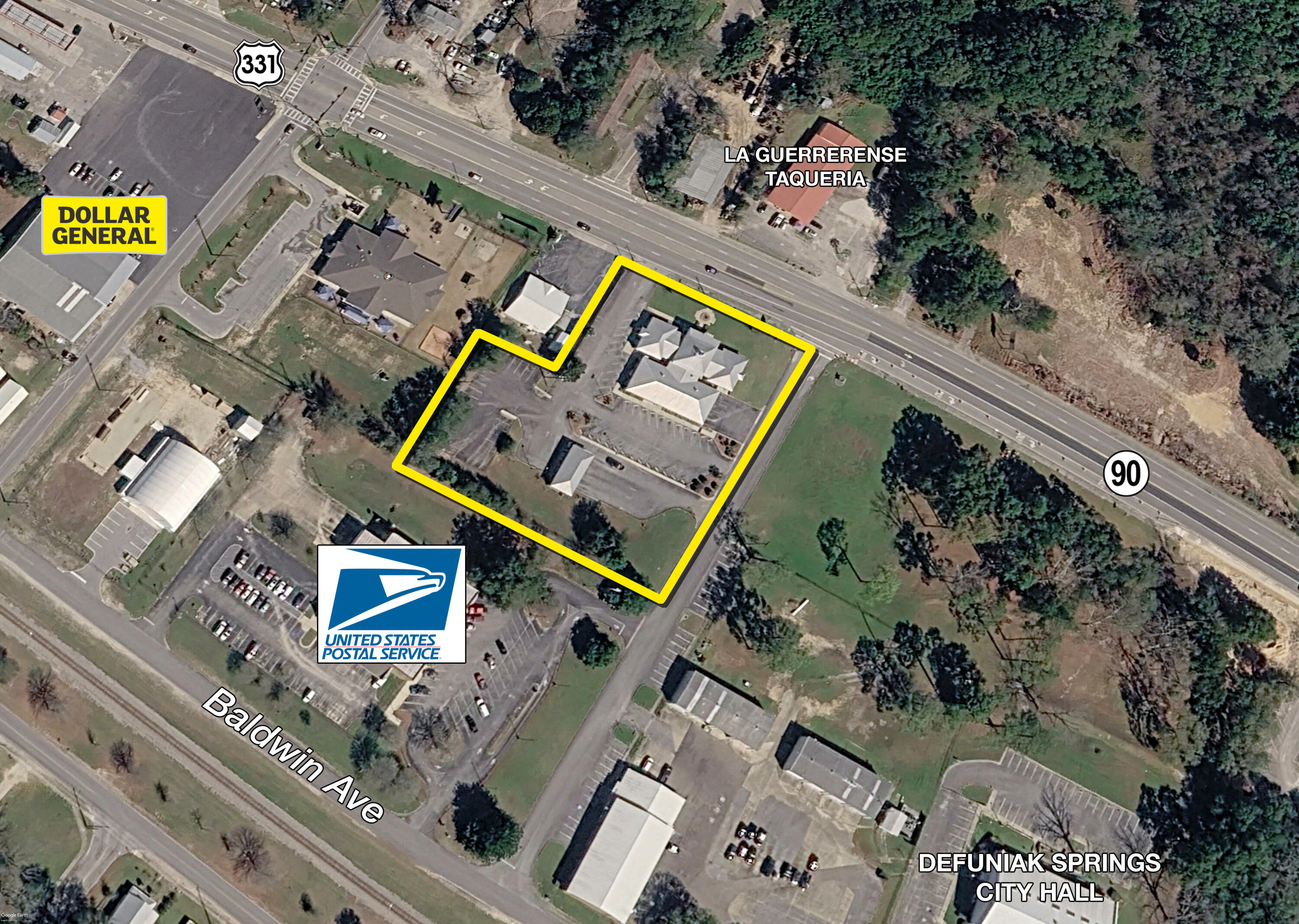 JUST REDUCED! Prime commercial leasing opportunity located on US-90 in DeFuniak Springs of Walton County, Florida. This professional office property offers approximately ±4,000 SF with excellent highway frontage, visibility, and ample parking. Regions Bank is the adjacent tenant. Common Area Maintenance fees (CAM) total $6.00 per square foot; lease rate includes utilities, lawn care, and pest control for simplified occupancy. Subject property offers convenient access to Highway 331, Interstate 10, and surrounding markets such as Freeport, Crestview, Niceville, Eglin Air Force Base, and Destin, Florida.