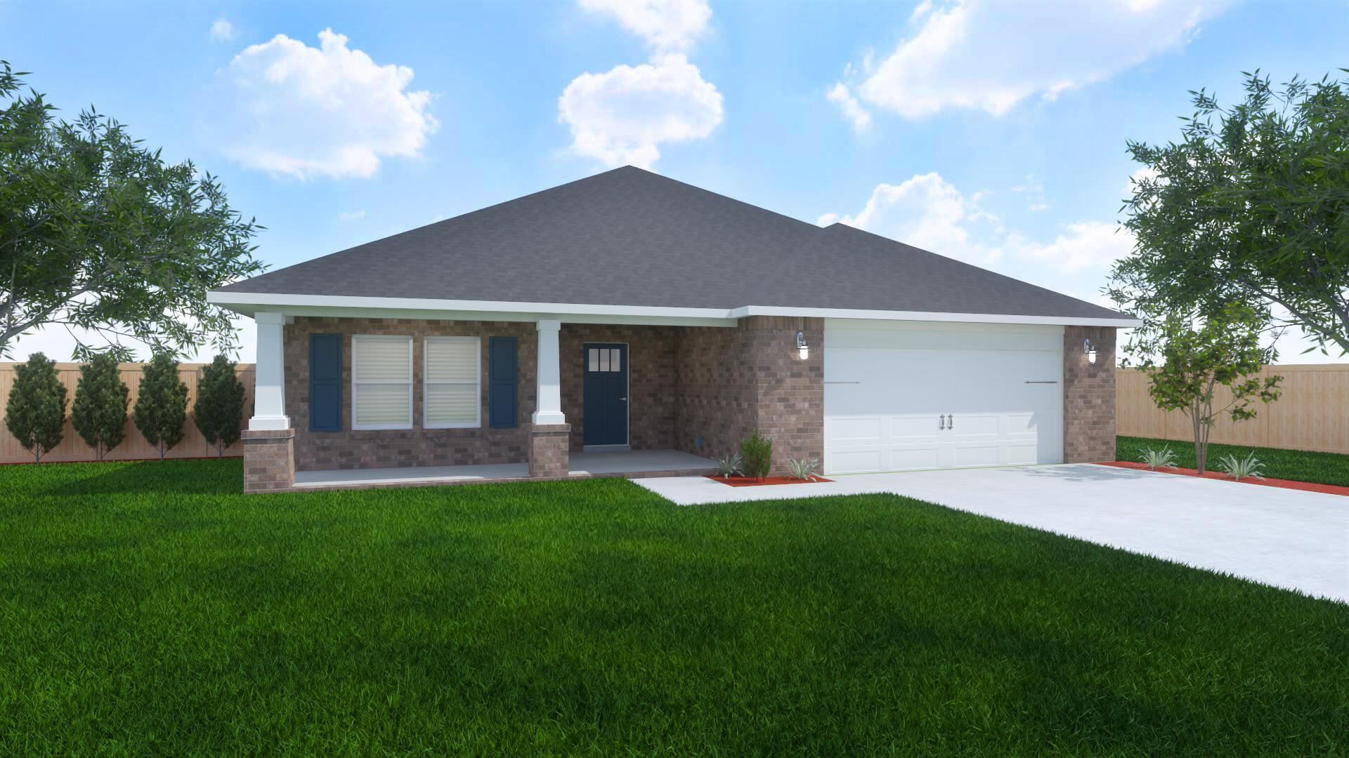 Welcome to the Ruby Floor Plan in Buckeyes Landing! This beautifully designed 4-bedroom, 3-bath new construction brick home sits on a .31-acre lot in the Holley-Navarre community. The open layout features tray ceilings and a split floor plan, perfect for everyday living and entertaining. The gourmet kitchen includes stainless steel appliances, granite or quartz countertops, soft-close cabinets, under-cabinet lighting, bar seating, and a large pantry. The luxurious master suite offers double vanities, a garden tub, a fully tiled walk-in shower with dual shower heads, and two walk-in closets. Additional features include a whole-house blinds package, brushed nickel hardware, and quality finishes throughout.  Buckeyes Landing is ideally situated in the heart of Navarre. The neighborhood is located off Bob Tolbert Road, providing convenient access to major routes including US-98 and State Road 87 for easy commuting east toward Destin or west toward Pensacola. Just minutes from local amenities - including shopping, restaurants, parks, highly rated schools, and world class beaches.
Projected completion is July 2026.