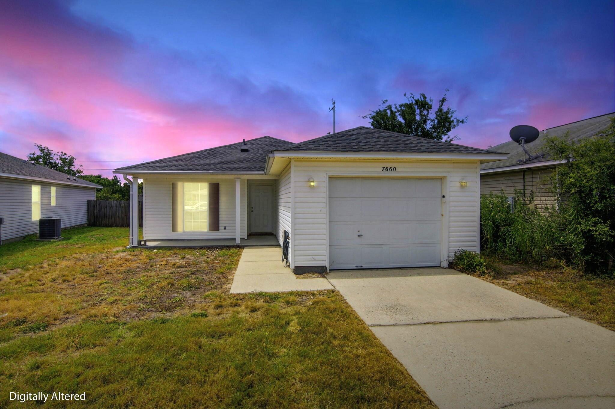 Welcome home to this cute and practical 3-bedroom, 2-bath HOME in Navarre! Conveniently located just minutes from Hurlburt Field, beautiful Gulf beaches, shopping, dining, and local schools, this home offers both comfort and convenience.

Inside, the home has easy-to-clean tile floors throughout, stainless steel appliances, and a soaker tub in the master bathroom. Plus, the seller is currently freshening things up with new interior paint and new kitchen countertops (more pics coming soon)! Outside, you'll find a covered front porch that's perfect for morning coffee, a fenced backyard for pets or play, and an open patio ready for weekend barbecues. The one-car garage provides additional storage and functionality.

Major updates include a new roof in 2021 and water heater in 2020. Yes, the washer and dryer convey! This home is updated and truly MOVE-IN-READY! Whether you're looking for your first home, downsizing, or seeking a property close to the military bases and beaches, this home is worth a look. Seller would ideally like a September move-out date. Come see all the potential this charming Navarre home has to offer!
