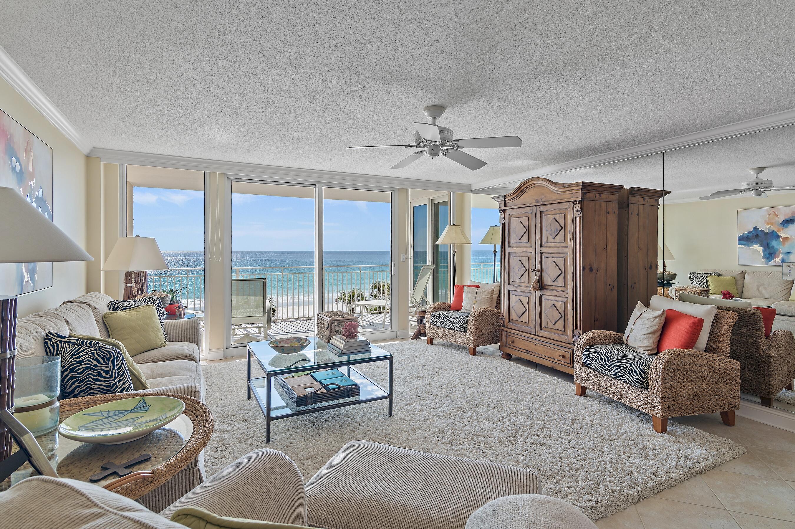 Discover the ultimate beachfront retreat at stunning Gulfshore Condo, nestled in the prestigious community of Holiday Isle. With 240 feet of pristine Gulf-frontage, Gulfshore Condo is one of the most exclusive non-rental buildings in Destin. This well maintained unit has an open floor plan with tile floors, new AC unit, new hot water heater, granite counter tops, GE Profile and Bosch appliances, coastal furnishings, blackout shades, rollout screens, and exquisite art. Gulfshore Condo provides owners with a rare one car space in an enclosed garage. The property has a beautiful swimming pool, community room with subzero, and assigned owners storage. Holiday Isle's central location to the Destin harbor makes it easy to enjoy all the fine dining and shopping Destin has to offer.