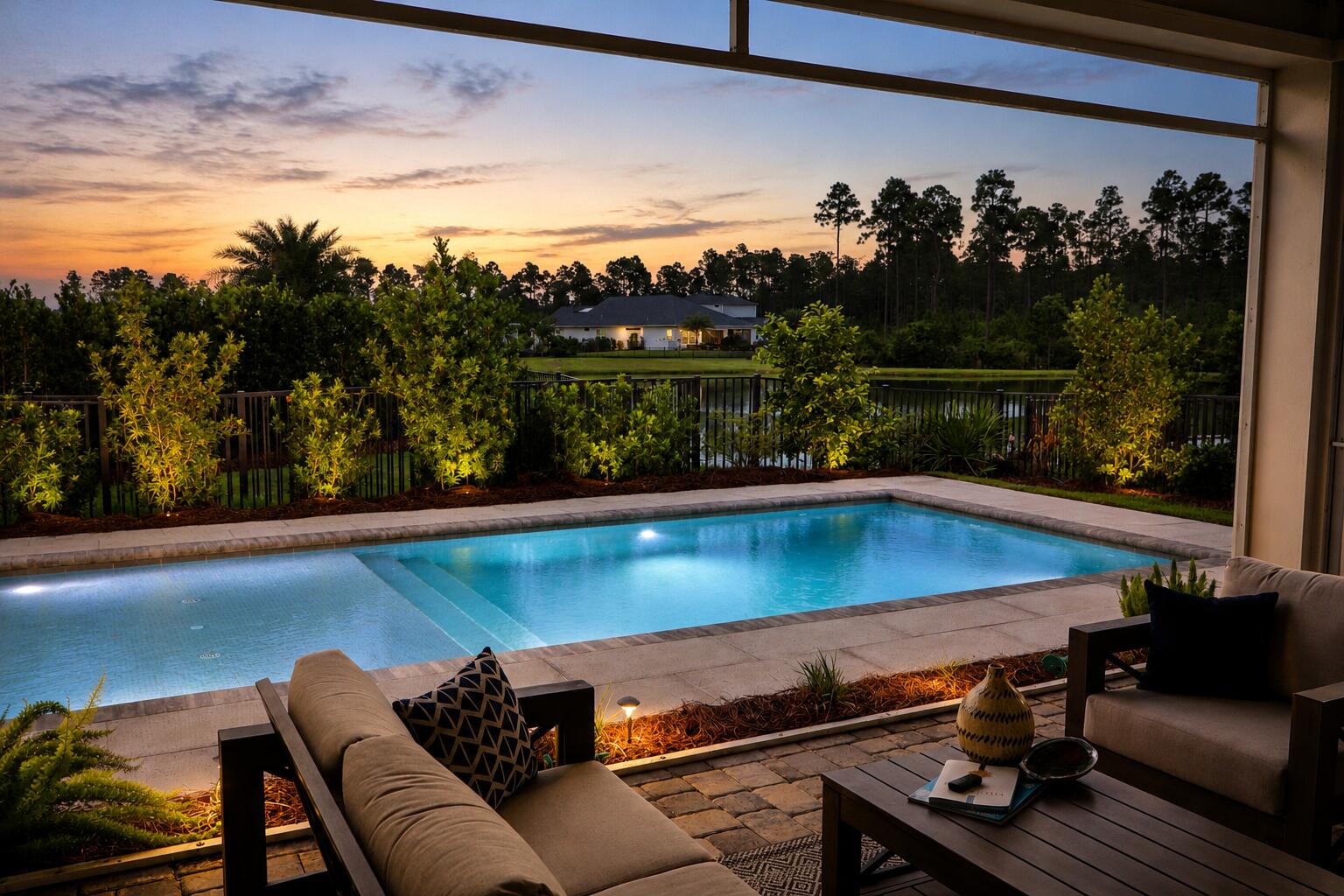 Back on market at no fault to the Sellers. Enjoy an amenity-rich lifestyle in Watersound Origins-NatureWalk, featuring resort-style pools, fitness center, tennis and pickleball courts, scenic trails, dock access to Lake Powell, and a Top 25 Par 3 golf course. Residents also have the option to enhance their experience through Watersound Club membership, offering access to the Watersound Beach Club, Camp Creek Golf Club, and exclusive member events.

Tucked at the end of a quiet cul-de-sac just steps from a pocket park, this 2,624 sq. ft. home overlooks a peaceful pond and offers a seamless open-concept layout ideal for everyday living and entertaining. The kitchen showcases a waterfall-edge island, floor-to-ceiling cabinetry, under-cabinet lighting, and premium appliances. The primary suite features a spa-inspired bath with a freestanding soaking tub and walk-in shower, while guest bedrooms provide comfort and privacy.

Outdoor living shines with a screened-in patio and a 25' x 12' heated saltwater pool with sun shelf. Professionally landscaped and impeccably maintained, the property also includes a three-car garage with EV charger.