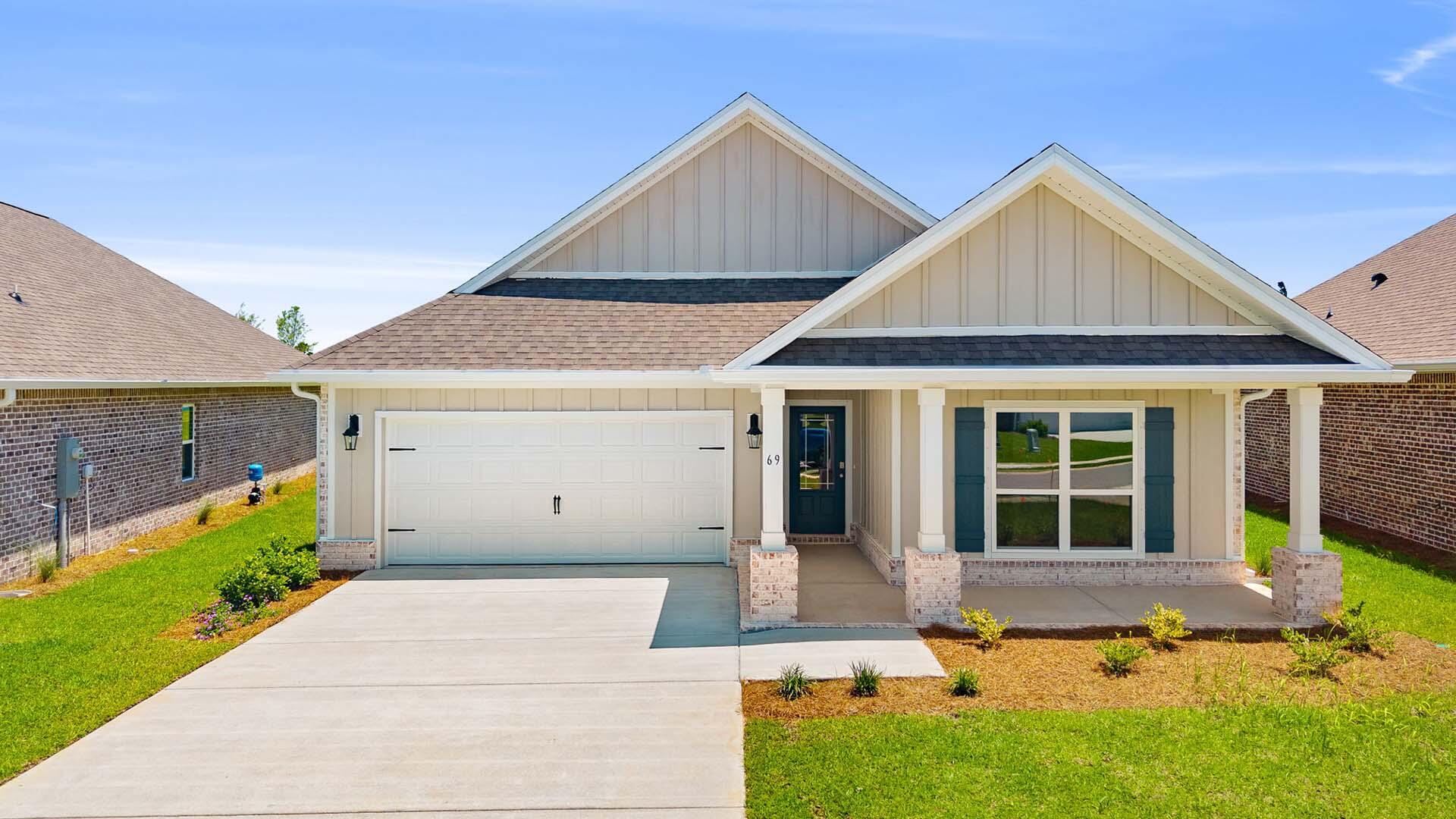 Welcome to 69 Gray Owl Drive E, a new home at Owls Head Farms in Freeport Florida. This home is ready for move in and features a welcoming and elegant foyer that leads into a spacious open concept living area with 9' ceilings. The kitchen features quartz countertops, Whirlpool stainless steel appliances, and an oversized island, making it the centerpiece of the home. The single basin undermount sink and the dedicated water filter faucet add to the ease in the kitchen. The dining area and great room are flooded with natural light, offering a warm and inviting atmosphere.

The primary bedroom, located at the rear, includes a luxurious bathroom with dual vanities, a walk-in shower, separate soaking tub, and a spacious closet.