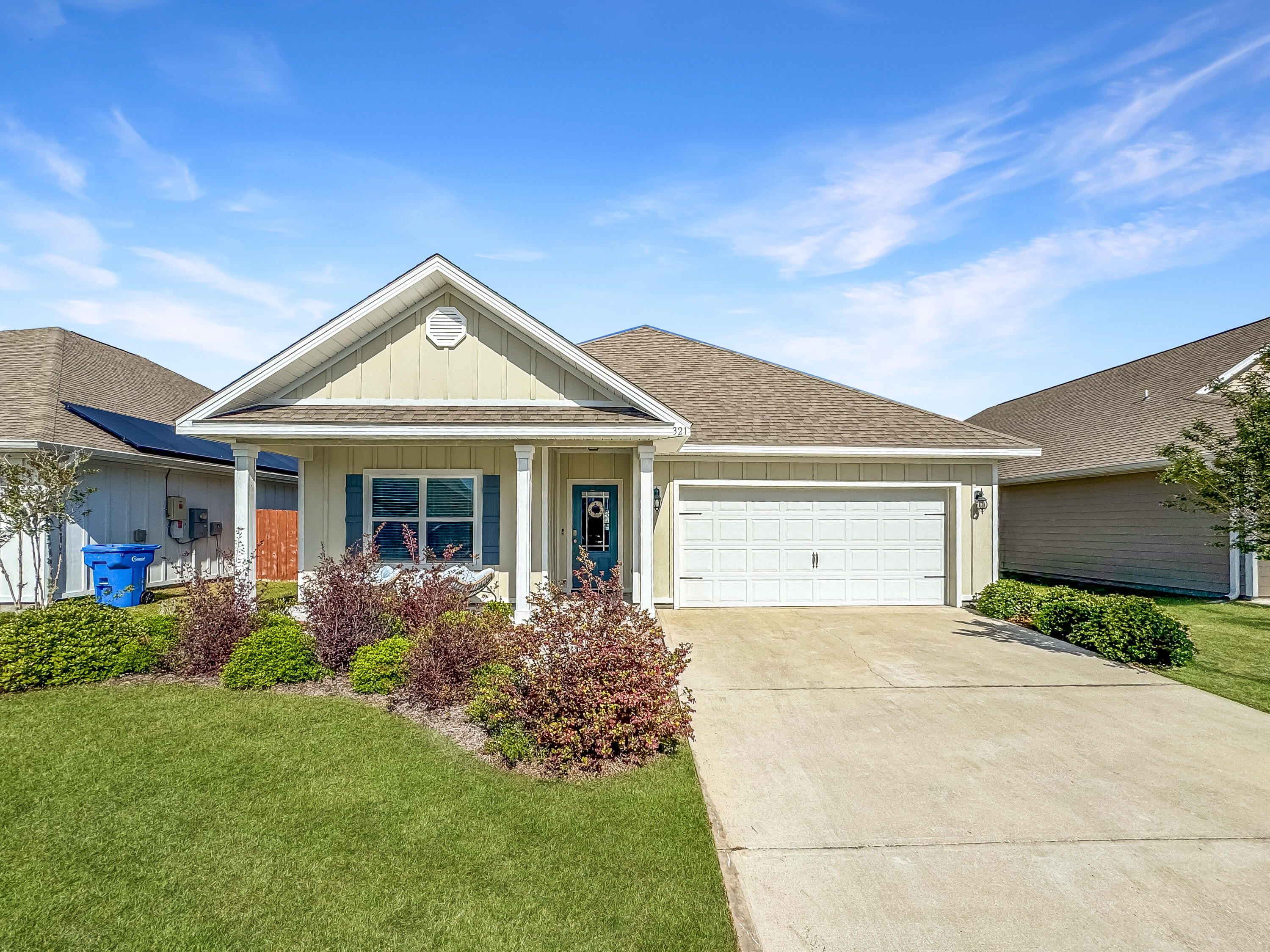 Beautifully maintained and move-in ready, this 4-bedroom, 2-bath Rhett floor plan offers peaceful pond views and a thoughtfully designed layout in the highly sought-after Bridge Harbor community. Ideally located just off Tyndall Parkway, you're minutes from shopping, dining, Tyndall AFB, and everyday conveniences. Inside, the home showcases quality Horton upgrades, including luxury vinyl plank flooring, granite countertops throughout, tray ceilings, and crown molding. The spacious entryway welcomes you with two guest bedrooms and a full bath to the left, while a third bedroom and laundry room are tucked privately down the hall. The heart of the home features an open-concept kitchen and living area, perfectly positioned to capture serene water views. The kitchen is equipped with granite  countertops, a large island with breakfast bar and additional cabinetry, a walk-in pantry, recessed lighting, stainless steel appliances, and a dedicated dining space. The living room is highlighted by a double tray ceiling with crown molding, adding an elevated touch. The primary suite offers a relaxing retreat with pond views, a tray ceiling, dual granite vanities, a garden tub, separate shower, and a spacious walk-in closet. Bridge Harbor residents enjoy beautifully maintained grounds with sidewalks throughout, scenic ponds, a resort-style community pool with pavilion and BBQ area, a charming park centered around a historic oak tree, and access to the bay. This home blends comfort, style, and community amenities--schedule your private showing today.