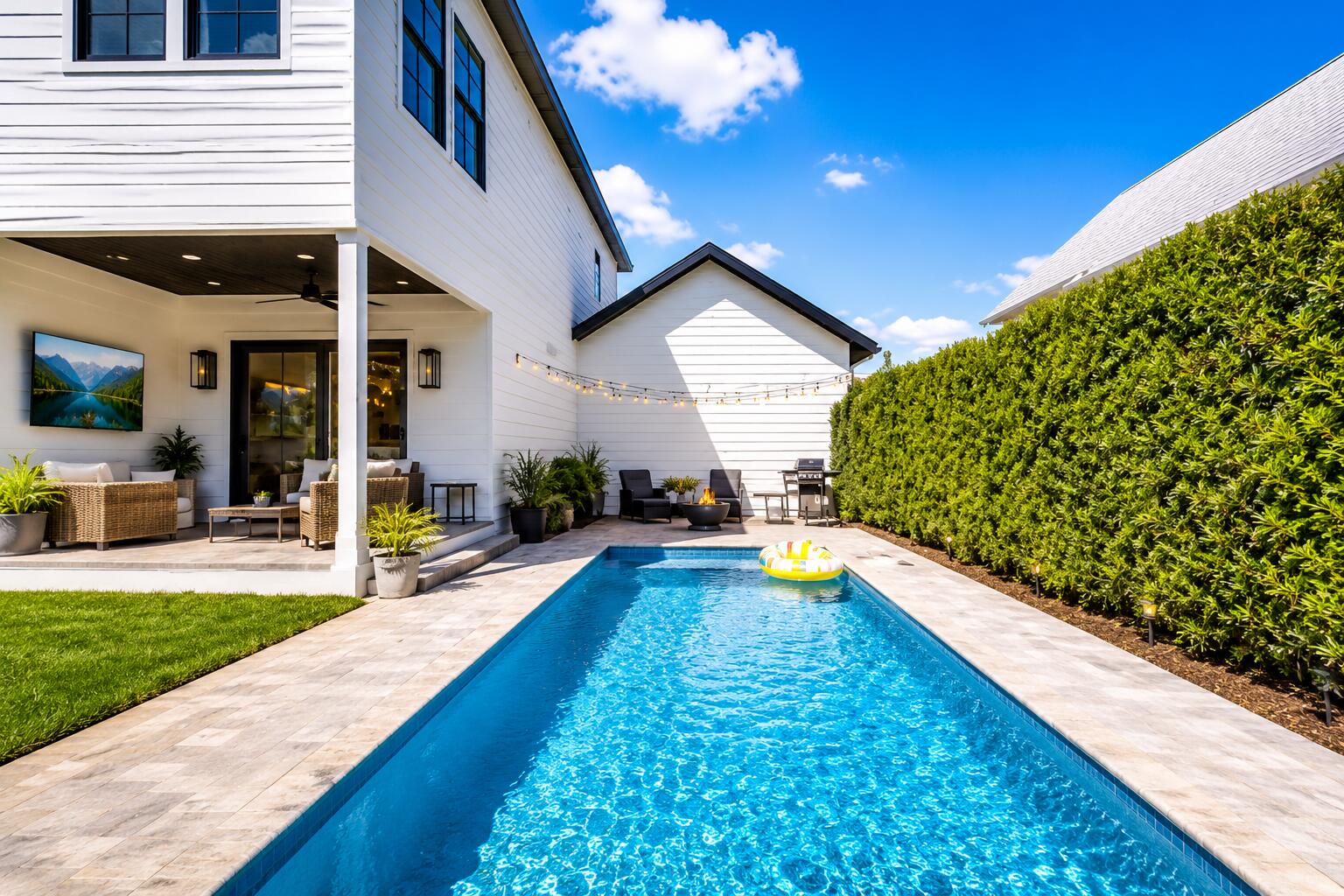 Tucked away on a quiet dead-end street off 30A, this custom coastal retreat offers privacy, comfort, and a prime Santa Rosa Beach location. Built in 2020, this 4 bed, 4 bath home features an open concept living space with engineered hardwood floors, shiplap accents, gas fireplace, and a chef's kitchen with quartz countertops, custom cabinetry, island, and Thermador range. Step outside to a private backyard with a 20 ft pool, brick paver patio, and fenced yard, perfect for relaxing or entertaining. Designed for full time living or rental potential, the layout includes a main level bunk room and three upstairs en suite bedrooms, including a spacious primary suite. Located in Gulfview Heights with no HOA, just a short walk or bike ride to beach access, dining and shopping.