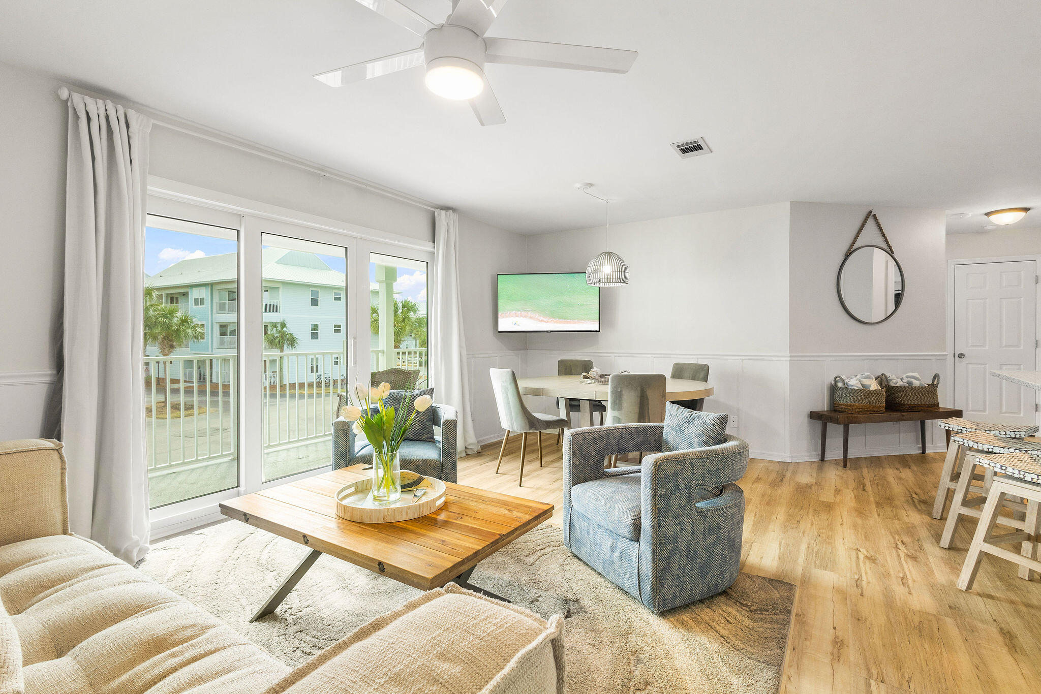 *Seller to Accomodate Remaining Special Assessment (approx. $25K) w/Acceptable Offer* Discover a dream beachside escape in the newly revitalized Beachside Villas--This exquisite 3-bedroom residence boasts one of the largest and most sought-after floor plans available. Located in a premier community just moments from the sugar-white sands and emerald waters of the Gulf. Unit 922 is perfectly positioned next to the fantastic amenities, and backs up to the beautiful Tresca Lake, offering both convenience and serene water access. 

Step inside to find a fully renovated, turn-key haven where sophisticated design meets effortless coastal charm. Elegant LVP flooring flows seamlessly throughout, enhancing the light-filled, open-concept living space. The gourmet kitchen features fantastic granite countertops, an upgraded backsplash, stainless steel appliances, and a spacious breakfast bar.

The living area is adorned with refreshed designer furnishings, smooth ceilings, and upgraded lighting, creating a warm yet refined ambiance. A set of brand-new impact sliding glass doors opens to an expansive covered balcony, where you can soak in the serene Gulf breezes and sunsets after a day on the beach.

Each of the three bedrooms serves as a tranquil retreat. The primary suite features direct balcony access, a walk-in closet, and a private ensuite adorned with new vanities, stylish accent walls, and thoughtful upgrades that enhance its sophistication.

The guest bedroom offers generous space and access to a Jack-and-Jill bathroom, which is also enhanced with an upgraded vanity and accent walls. The bunk space is an ideal setting for enjoyment and relaxation, making it perfect for both family and guests.

Beachside Villas boasts an array of resort-style amenities, including: Two pools, one seasonally heated for year-round enjoyment. Tennis and pickleball courts for friendly competition. Shuffleboard and BBQ grilling areas, perfect for entertaining. A scenic community lake, ideal for peaceful moments outdoors. A community room and golf-cart trams for easy access to multiple beach entry points, offering a combine total of over 800 feet of pristine shoreline.

Seagrove's vibrant beach community offers fantastic local dining, boutique shopping, art galleries, and lively outdoor festivals at locations like Greenway Station. The iconic 19-mile Timpoochee Trail invites biking enthusiasts to explore neighboring destinations like Seaside, Alys Beach, and Watersound.

Whether you're looking for a permanent residence, an elegant second home vacation getaway, or a high-performing investment property, this residence offers the perfect blend of luxury, location, and lifestyle.

Don't miss your chance to own a piece of paradise in Beachside Villas schedule your private showing today!