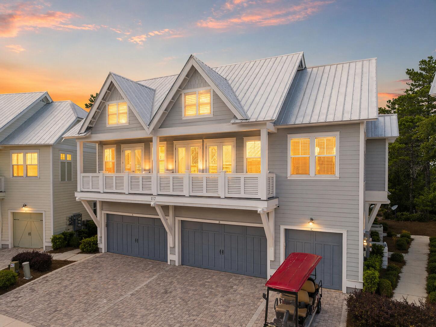 Fully Furnished, Premier Location & Golf Cart Included! Welcome to a true 30A paradise at 117 W Pine Lands Loop Unit C. This lovely townhome can be the perfect investment property you've been looking for with official rental projections at $70,000 annually and cash on cash return projections at 6.4% per year. This peaceful beach escape has been gorgeously decorated and enjoys an outstanding location in Prominence overlooking a beautiful lawn space. Featuring two-bedrooms and two full bathrooms, this townhome has a wonderful floor plan with the large main gathering areas and natural light pouring in. The chef's kitchen features crisp cabinetry, high-end appliances and a large pantry. The living room is the heart of the residence with its bright, airy spaces and comfortable seating. Take in the gorgeous scenery along a massive balcony overlooking the lawn space. The garage is roomy and perfect for the golf cart and beach toys. This wonderful 30A getaway conveys fully-furnished and turnkey.