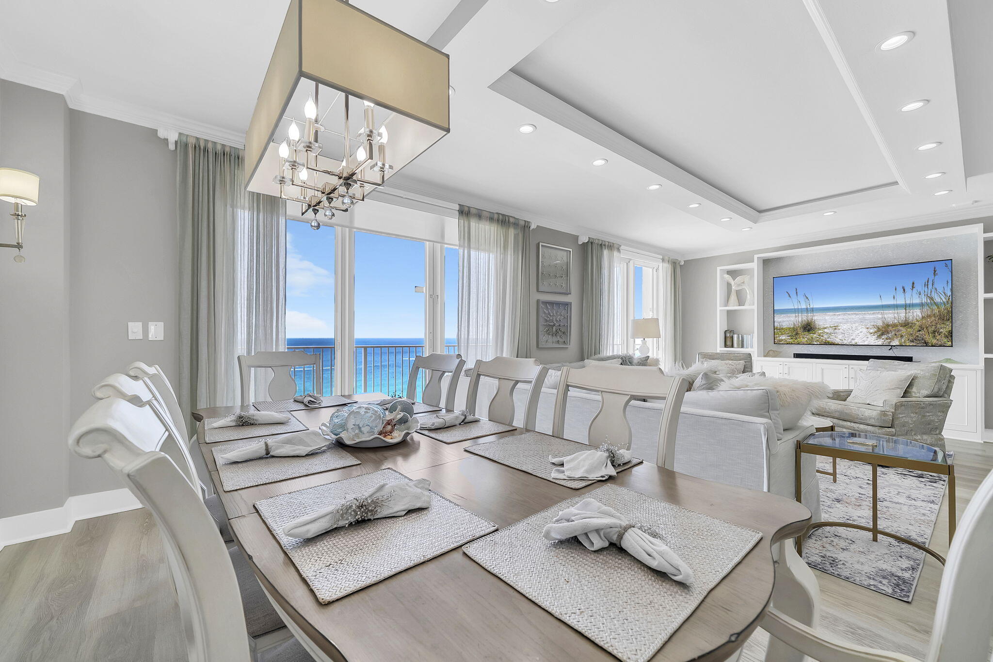 Experience coastal luxury at its finest in this stunning, fully renovated penthouse at Majestic Sun. Perched on the 12th floor, this exceptional residence boasts sweeping, unobstructed Gulf views that create a truly unforgettable backdrop.  Spanning 2,212 square feet, the thoughtfully designed layout features 3 spacious bedrooms and 3 beautifully updated bathrooms. This property was professionally designed and furnished, showcasing high-end finishes and impeccable attention to detail throughout.

The upgraded interior includes quartz countertops, new flooring and a completely remodeled kitchen outfitted with custom cabinetry, a large island, and premium LG appliances. Additional enhancements include a custom entertainment center, modern lighting fixtures, new HVAC system, electronic shades in the den, custom drapery in the primary suite, plantation shutters in guest rooms, fresh paint with updated trim and baseboards, and custom closet systems. The home is being offered fully furnished.

Perfect for hosting, the property also features four built-in bunk beds with stylish shiplap detailing--ideal for maximizing guest accommodations.  This unit includes a highly sought-after assigned parking space in the underground garage. Residents and guests enjoy access to resort-style amenities, including indoor and outdoor pools, two whirlpool spas, and a well-equipped fitness center.

Located within the gated Seascape Resort, you'll have access to 2,000 feet of pristine white sand beaches along with 300 acres of lakes, golf, tennis and pickleball. The nearby Town Centre offers dining, entertainment, and family-friendly attractions--all just steps away.

This is a rare opportunity to own a turnkey luxury penthouse with breathtaking views and exceptional upgrades--schedule your private showing today.