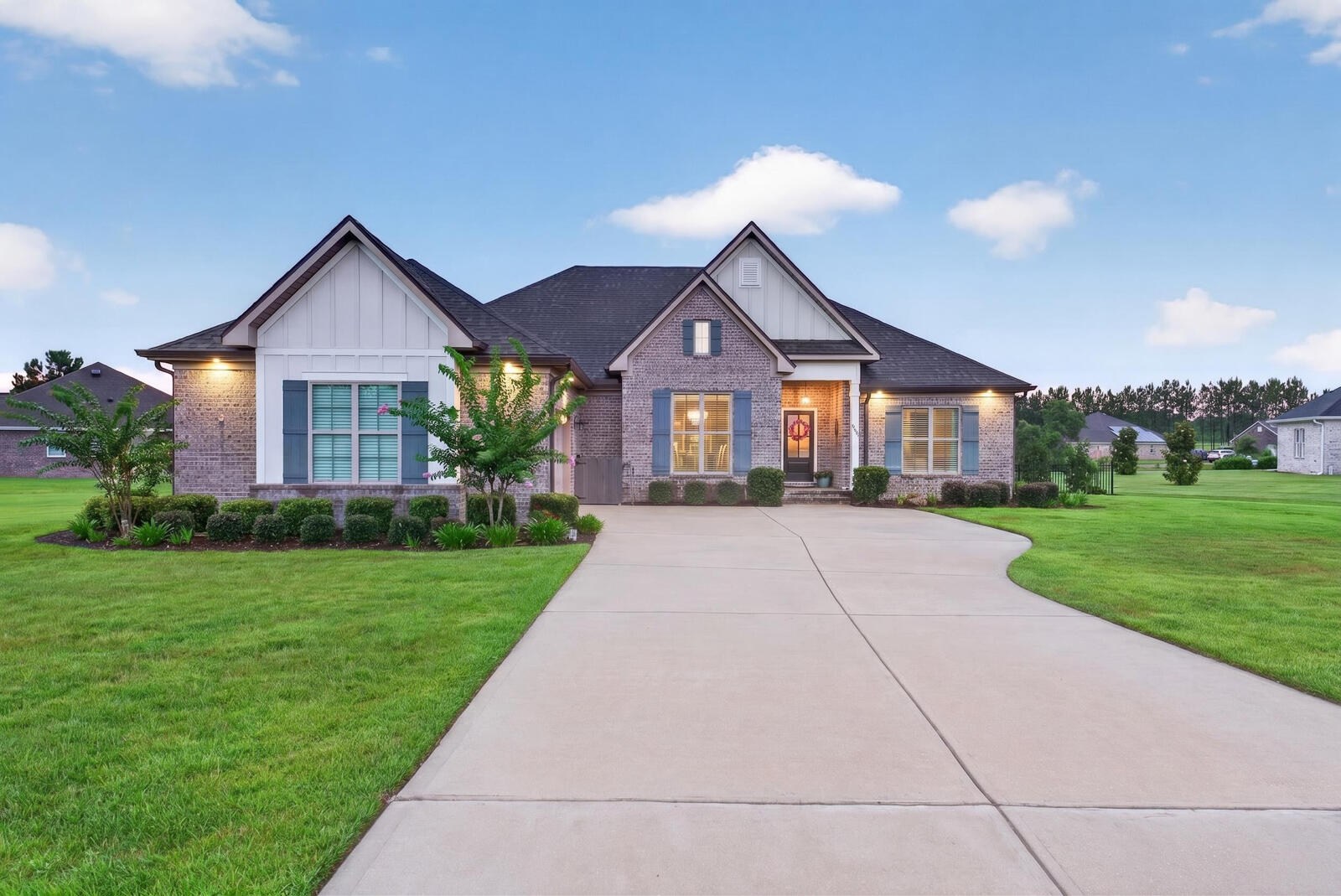Welcome to easy, resort-style living in this beautifully maintained 4-bed, 3-bath brick home located in the desirable gated golf community of Windswept Estates!
This spacious, open-concept residence features and inviting foyer, a generous layout with crown molding, engineered hardwoods throughout the entire home, and a cozy custom-built fireplace anchoring the main living area. This floor plan flows seamlessly for entertaining, with a layout that connects the living, dining and kitchen.  
A well appointed kitchen with an abundant of cabinetry, granite countertops, bar seating, spacious island, large pantryand a built in banquet allows for extra seating. Stainless steel applianceand an over the stove pot filler. Primary retreat includes a cozy sitting area,  separate walk-in closets, dual vanities,  tiled shower, and a soaking tub to enjoy at the end of the day!
Step into an outdoor oasis featuring a custom-built screened porch completed with ceramic tile flooring, great for entertaining or just relaxing in the evenings. A landscaped back yard which includes a garden and complete fencing. Several upgrades throughout this home reflect the workmanship and charm.  
 Community perks include relaxing  amenities including  community pools, a clubhouse, tennis / pickleball courts, and a playground.  Neighborhood celebrations throughout the year!