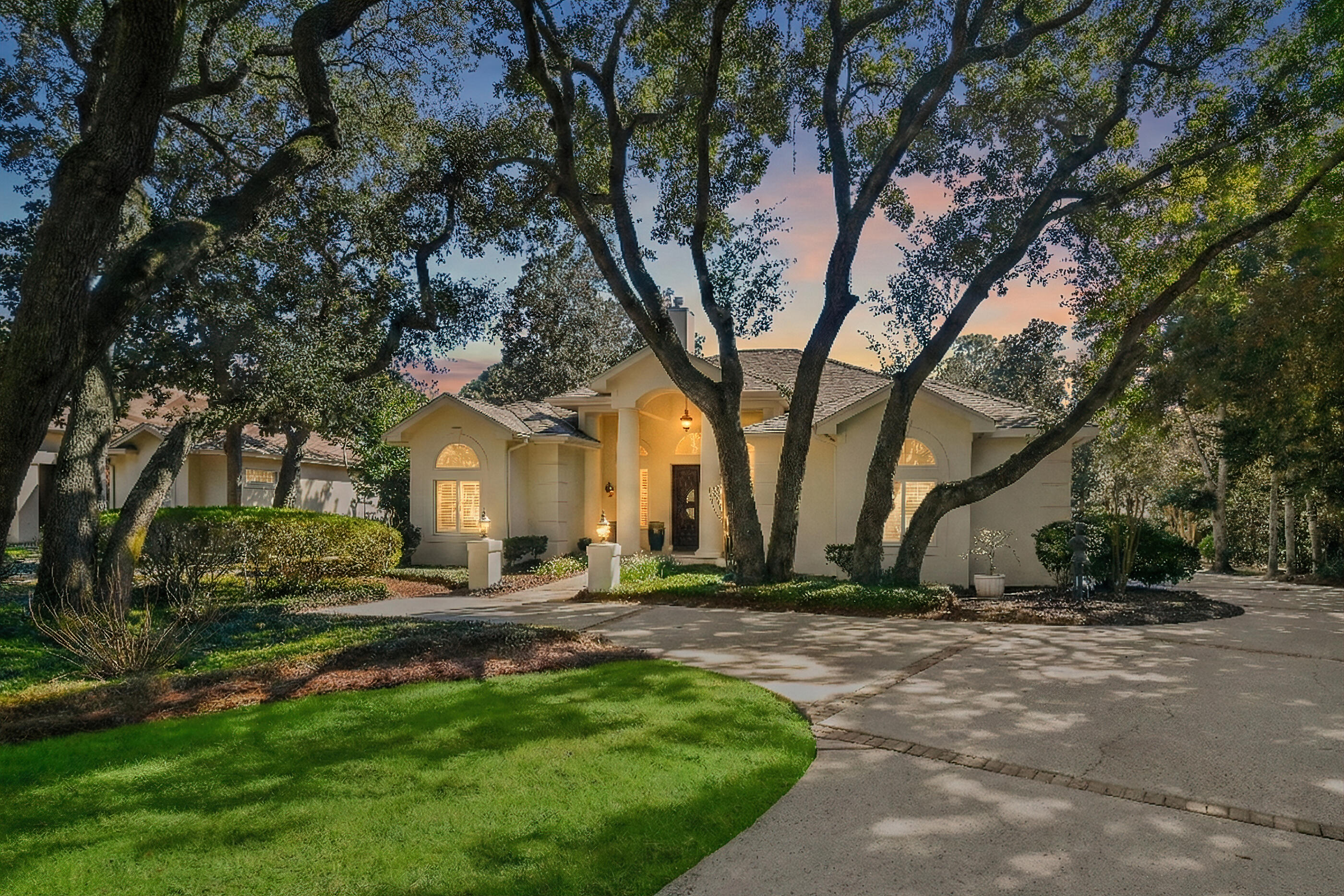 Under contract with 72 hour kick out clause. Tucked away at the end of a quiet cul-de-sac within The Plantation enclave of Kelly Plantation, 4505 Olde Plantation Place offers a rare blend of privacy, natural beauty, and thoughtful updates, all just steps from the Bay. Set on a generously sized homesite, the property is framed by mature Oaks and lush native landscaping, creating a serene, park-like setting. The home backs to a protected nature preserve, ensuring lasting privacy with no rear neighbors. Designed for both comfort and entertaining, the outdoor living space is a true standout, complete with a screened-in pool, spacious patio, and tranquil views of the surrounding greenery. Inside, the home has been meticulously maintained and flows seamlessly through the living, dining, and kitchen spaces. The primary suite is thoughtfully positioned apart from the additional bedrooms, offering privacy and direct access to the outdoor living area. The spa-like ensuite features a soaking tub, walk-in shower, and dual vanities. Additional touches, including a wine cooler and outdoor media setup, further enhance the home's livability and appeal. This offering represents a compelling opportunity to enjoy the lifestyle and amenities of Kelly Plantation in a beautifully maintained, move-in-ready home.