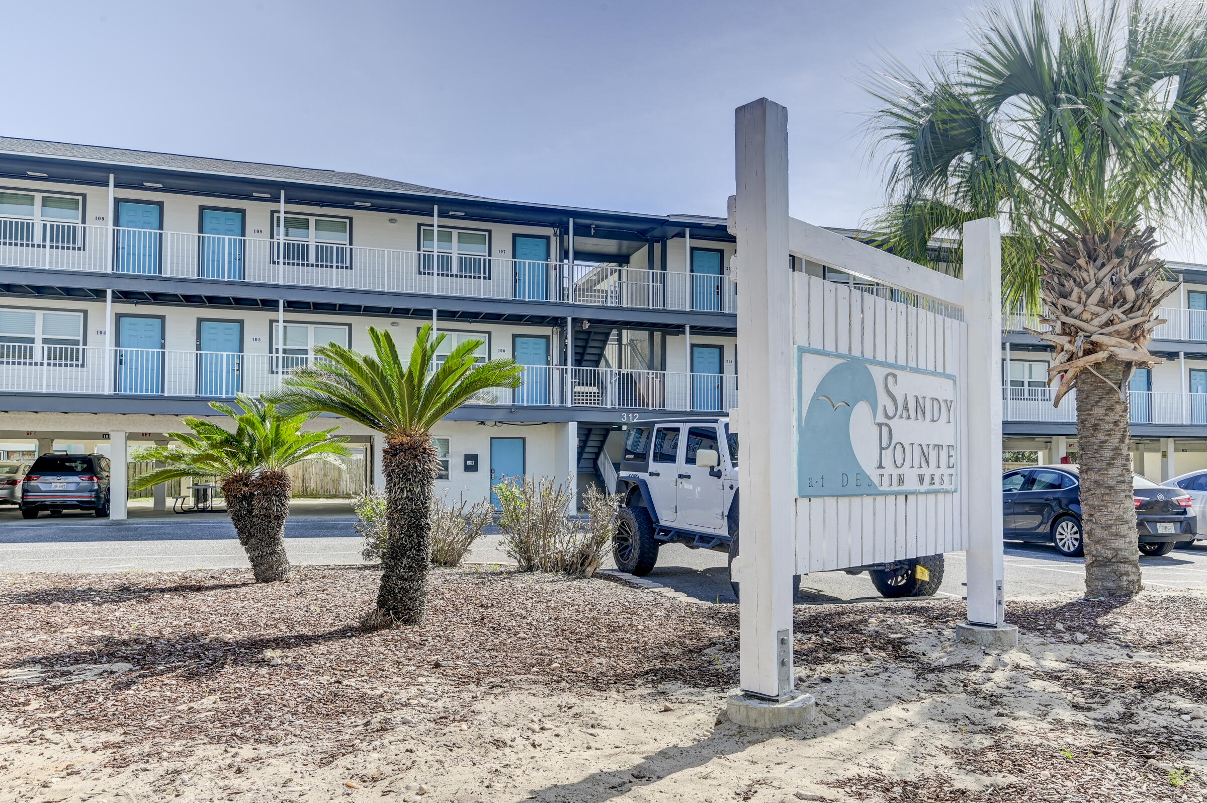 Welcome to 312 Bream Avenue, Unit #201, a charming and well-maintained 1-bedroom, 1-bath condo offering comfort, convenience, and an unbeatable location just minutes from the white-sand beaches of the Emerald Coast with a walkway to Blue Dolphin Beach access # 1. The living and dining areas flow seamlessly into the kitchen, creating an inviting space ideal for both everyday living and entertaining.  
The bedroom provides a peaceful retreat with ample closet space, while the full bath is conveniently located for guests and residents. Whether used as a primary residence, vacation getaway, or rental investment, this condo offers flexibility to suit a variety of lifestyles. Sandy Point @ Destin West has assigned covered parking, with extra guest parking and shared laundry facilities, adding .. everyday convenience. Walk to Stewby's Seafood and Shanty, mini golf and ice cream, AJ's Seafood and Bar. Other area attractions include the Boardwalk with Fishing pier, restaurants, shopping and the Gulfarium,

This is a fantastic opportunity to own an affordable slice of the Emerald Coast in location that continues to see strong demand.