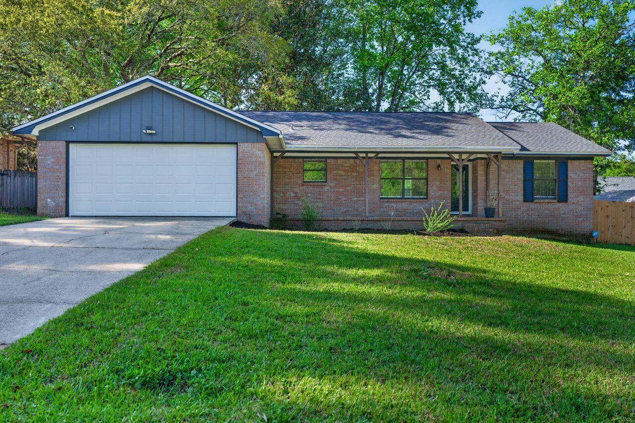 TURNKEY! Down at the end of the cul-de-sac, this 3-bedroom, 2-bath brick home has been refreshed with a modern tone. Everything about this home makes you feel peaceful and welcome. The inviting front porch says, 'Come sit a spell,' and the backyard whispers. 'Build a pool.'  It feels like home. Inside, filled with natural light, is a living room with a beamed high ceiling and a cool brick fireplace. The efficiently updated kitchen has freshly painted cabinets, ample counter space, and stainless-steel appliances. The home has a small formal dining area and lots of potential.

The main bedroom also has a high-beamed ceiling and a serene view of the pleasant backyard, making it a retreat. Two additional bedrooms and a second bath, also updated, complete the interior.  The home has a 2022 roof a 2019 water heater, and new HVAC for peace of mind for years to come.

The oversized fenced backyard is ready for your imagination--pool, fire pit, garden, or outdoor entertaining space. Plus, you'll enjoy no HOA, quick access to I-10, and an easy commute to 7th SFG, Eglin, and Hurlburt. Shopping, dining, and the Emerald Coast's stunning beaches are all within reach.

This is the kind of home that just feels right.