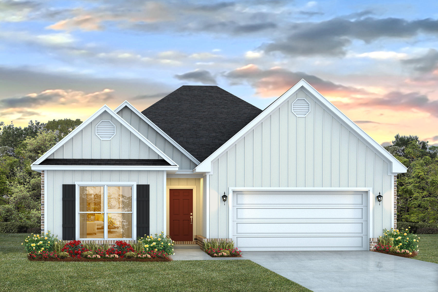Welcome to 125 Gray Owl Drive, a new home under construction at Owl's Head Farms in Freeport, Florida. This home features the Kennedy floor plan with five bedrooms and three full bathrooms. Step inside to discover a smart, welcoming layout designed for comfort and flexibility.

A front hallway leads to two guest bedrooms and a full bathroom, creating a private space that works well for visitors, children, or a home office setup. The center of the home opens into a bright living, dining, and kitchen area filled with natural light from multiple windows and a glass back door. Perfect for everyday living and entertaining, the kitchen includes a large island with views of the shared spaces, quartz countertops, soft-close Shaker-style cabinets, stainless steel appliances including a stove, microwave, and dishwasher, plus a corner pantry for extra storage.

With EVP flooring throughout, this home has a seamless transition between rooms. Toward the back of the home, a separate hallway leads to the laundry room and the private primary suite. This spacious retreat offers a luxurious bath with a soaking tub, separate shower, oversized double vanity, and a walk-in closet with ventilated shelving. Past the dining area, an additional hallway leads to two more guest bedrooms and a third full bathroom, completing this thoughtfully arranged floor plan.
