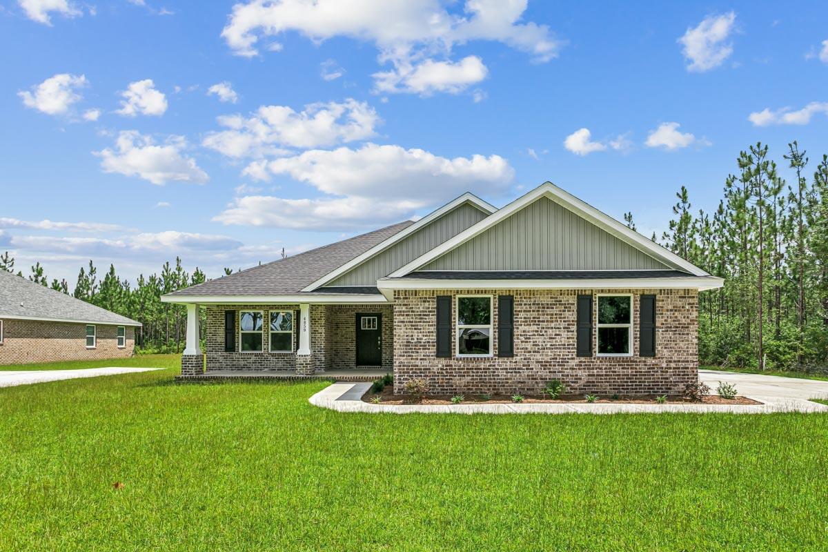 Welcome home to your new country estate for laid back living with all the conveniences of a modern, wonderfully built home. This stunning Ruby Estate Floor Plan is situated on a .50 acre lot in the Prosperity Point community in Milton. Offering 4 bedrooms, 3 full bathrooms, and 2483 square feet of beautifully designed living space, this home blends modern convenience with spacious country charm.
This beautiful homesite is tucked away in a quiet, low-traffic street. Inside, the home showcases Herbst Homes' signature quality and attention to detail, with upscale features throughout. You'll find high-end cabinetry, granite or quartz countertops, and premium finishes that elevate every space. The kitchen is equipped with stainless steel appliances, under cabinet lighting, soft close cabinets, a walk-in pantry, all designed for both function and beauty.
Additional upgrades include a whole-house blinds package, crown molding in the common areas, and durable luxury vinyl plank flooring. The spacious, split-bedroom layout includes a luxurious primary suite with a tray ceiling, tiled walk-in shower, garden tub, double vanities, and a generous walk-in closet. A side-entry three-car garage elevates curb appeal with a clean, upscale look while providing ample space and functionality. This home has it all!
Pictures are of a similar home, colors may vary. Projected completion is September 2026.