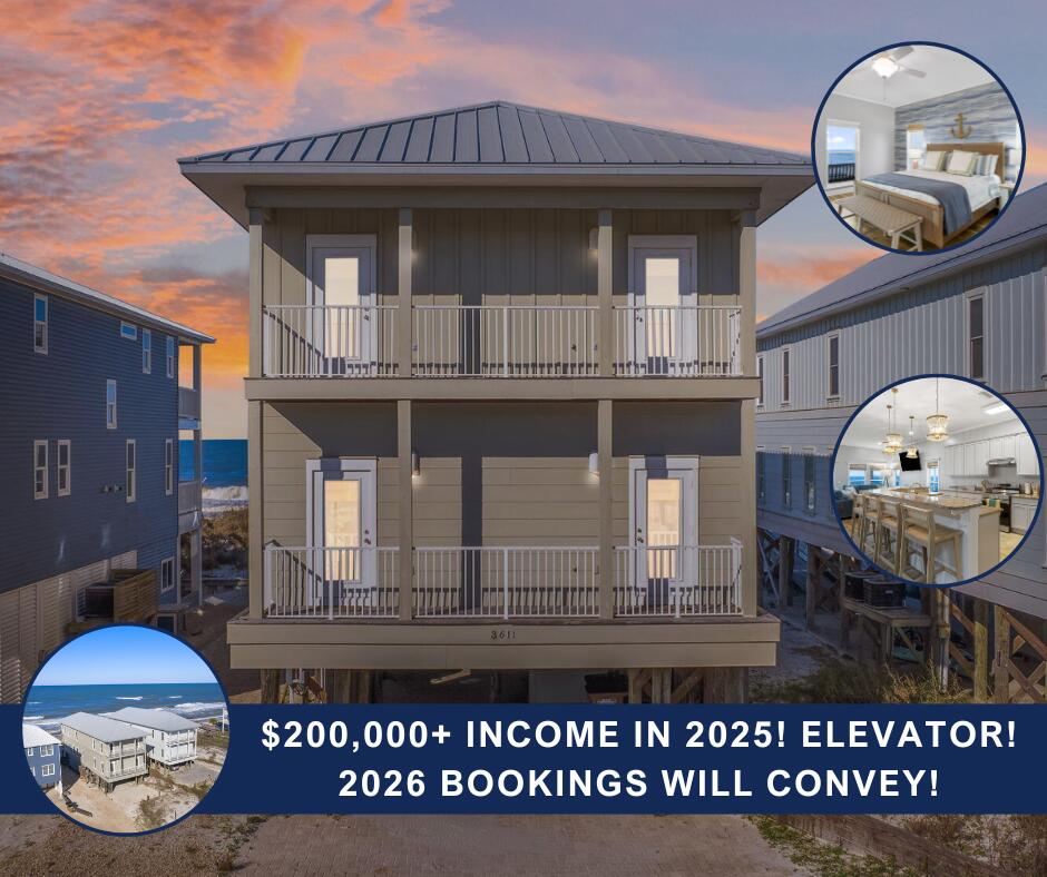 ***2025 RENTAL INCOME:  $205,000
***2026 BOOKINGS AT $205,000 YTD AND ON TRACK FOR $225,000

Money maker AND beach renourishment has  begun on the Cape!  This gorgeous property is ready for you, and there's still plenty of high season left.  Seller will work with you to transfer existing bookings, so you've got money in the bank just waiting on your offer! HIGHLIGHTS:
" Beachfront beauty
" Gorgeous Gulf views
" 3 levels with elevator!
" 5 Bedrooms, 7 Beds, 4 1/2 Baths
" Sleeps 16
" Successful short term rental (projections included)
" Recently painted interior
" All new furniture March 2024
" Multiple balconies/sun decks

*****

Get ready to live your best beach life with this fantastic Gulf-front gem! With 50 feet of direct access to the beach, this home is all about fun in the sun. Featuring 5 bedrooms and 4.5 baths, plus an extra area that can easily serve as a 6th bedroom, there's plenty of space for everyone!

Spread over three stories, this beauty includes an elevator for easy access to all levels. The main living area has an open floor plan that's perfect for gatherings, with a spacious kitchen packed with counter space, a large breakfast bar, a cozy dining room, and a welcoming living room. 

You'll love the oversized master bedroom with its own Gulf-facing balcony, where you can soak in those ocean views! Newly furnished as of March 2024, this home is ready for you to move right in or start renting out.

Parking? No problem! There's room for 4+ vehicles on the long driveway. Plus, you'll have direct boardwalk access to the soft, white sands of the beach--ideal for lazy days by the water. Located conveniently close to all the fun on the Forgotten Coast and just a hop away from a public boat ramp, you'll never run out of things to do.

With a laundry room and an additional closet for washer/dryer connections, this place has everything you need. Don't miss out on this incredible opportunity to embrace the beach lifestyle!

See the walkthrough video attached to this listing, and ask your agent for the Airbnb link as well.

Thank you for your interest. We look forward to your offer!