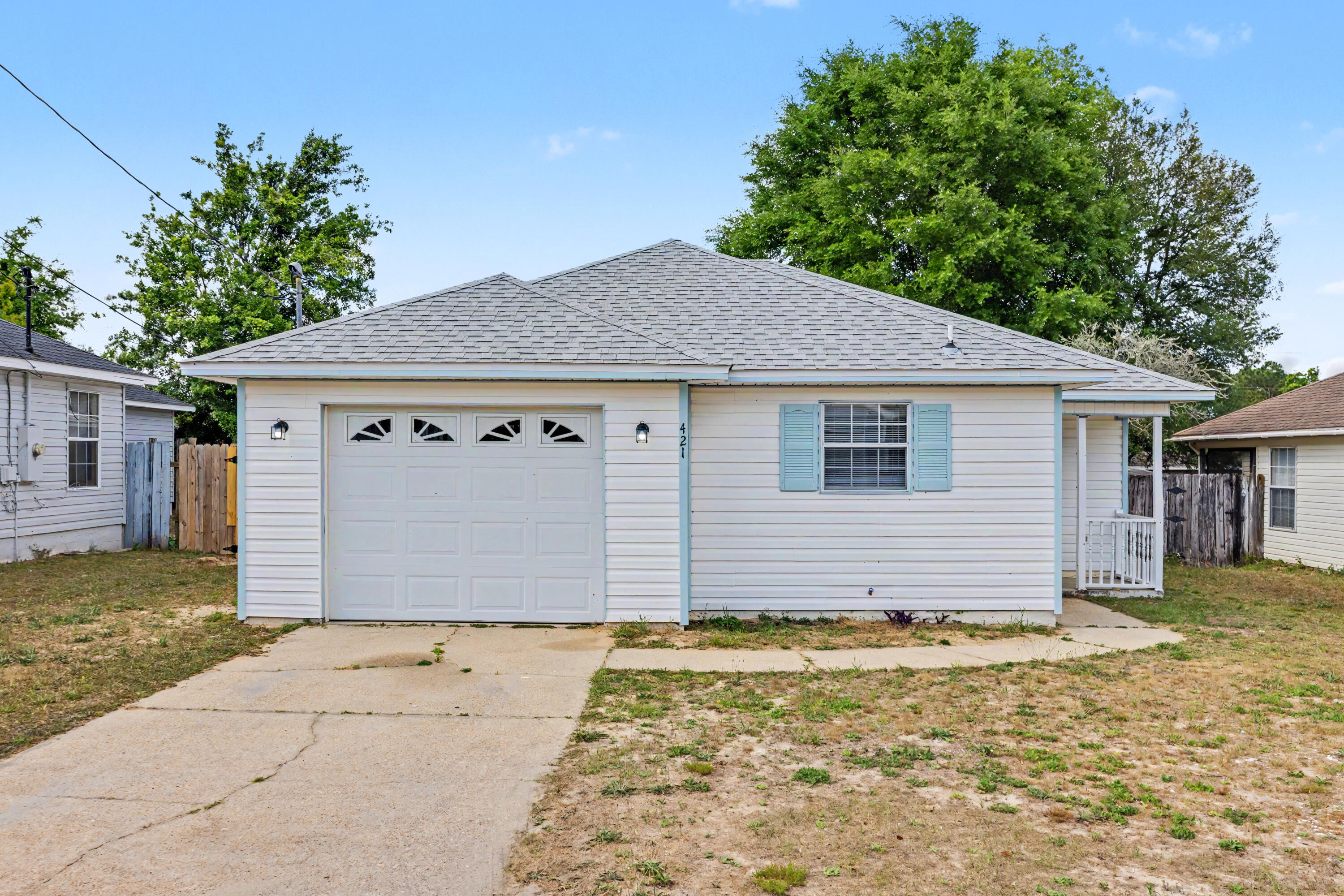 Conveniently located South of I-10 and  situated between PJ Adams and Antioch Rd lies this Well Maintained 3 bedroom/2bath/ 1 car garage home. The home has been freshly painted and features LVP throughout the main living area and bedrooms.  The spacious living area flows seamlessly into the kitchen and dining space, creating a warm and welcome atmosphere. The kitchen features ample cabinet and countertop space with stainless steel appliances.  The bedrooms are nice sized with ample closet space.  Just off the living room, is a covered rear porch that opens to a brick patio prefect for relaxing or entertaining with family and friends.  The roof and HVAC system were replaced in 2022 giving the new owner peace of mind! Schedule your private showing today!