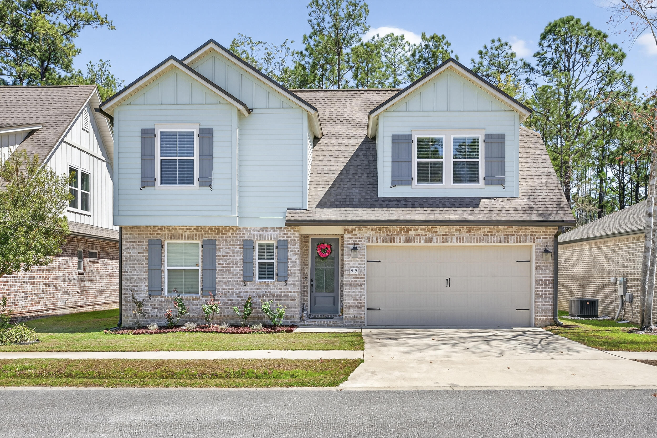 Welcome to this beautifully designed home featuring 4 bedrooms plus a versatile flex room and 2.5 bathrooms, offering comfort, style, and functionality for modern living. The full brick exterior, covered entry, and two-car garage create timeless curb appeal.

Inside, a stunning double-volume entry and living space fills the home with natural light and creates an open, airy feel. The open-concept layout seamlessly connects the kitchen, dining, and living areas--perfect for everyday living and entertaining. The kitchen features white cabinetry, a large quartz countertop, and a walk-in pantry.

The main-floor primary suite offers a peaceful retreat with a glass walk-in shower, double vanity, and walk-in closet, with laundry conveniently located on the same level. Upstairs offers three additional bedrooms, a full bath, and a spacious loft. Enjoy a private wooded backyard, perfect for morning coffee or relaxing evenings.