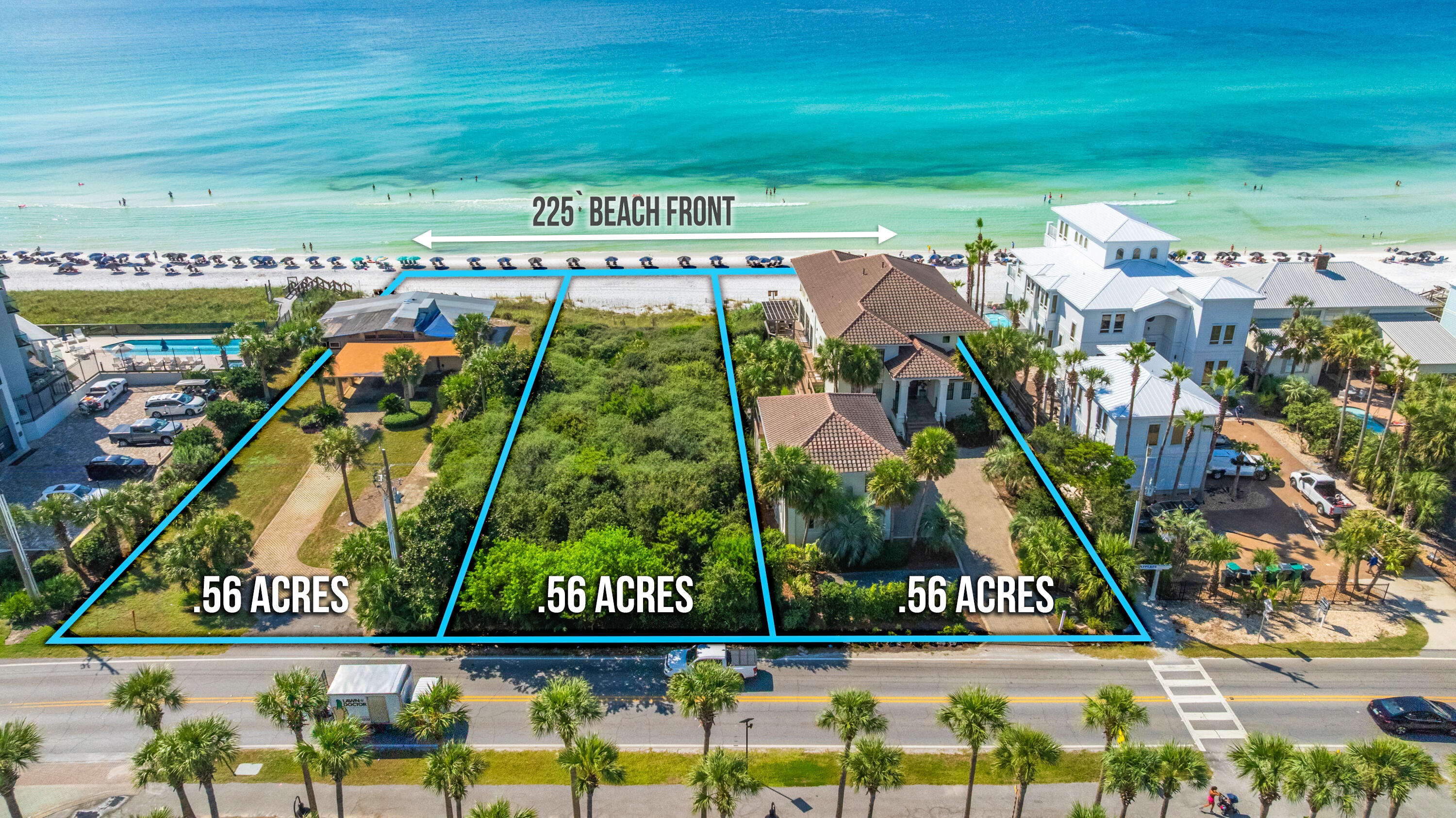 SIGNIFICANT PRICE REDUCTION! A World-Class Prime Opportunity to purchase 225 Feet of Gulf Front Property! Introducing one of the most extraordinary estates ever offered for sale along Scenic Highway 30A, spanning an irreplaceable 225 feet of pristine Gulf Frontage. This remarkable assemblage combines three contiguous 75-foot parcels into a single private beachfront estate. This is a once-in-a-lifetime opportunity along Scenic Hwy 30A. The property includes a luxurious Gulf-front residence with a carriage house, and two adjoining Gulf-front lots. The Gulf-front residence has multiple years of proven vacation rental income! Together, these parcels create a canvas for your vision with  sweeping Gulf views, gorgeous dunes, and sugar-white sands with private beach to the mean high water line.