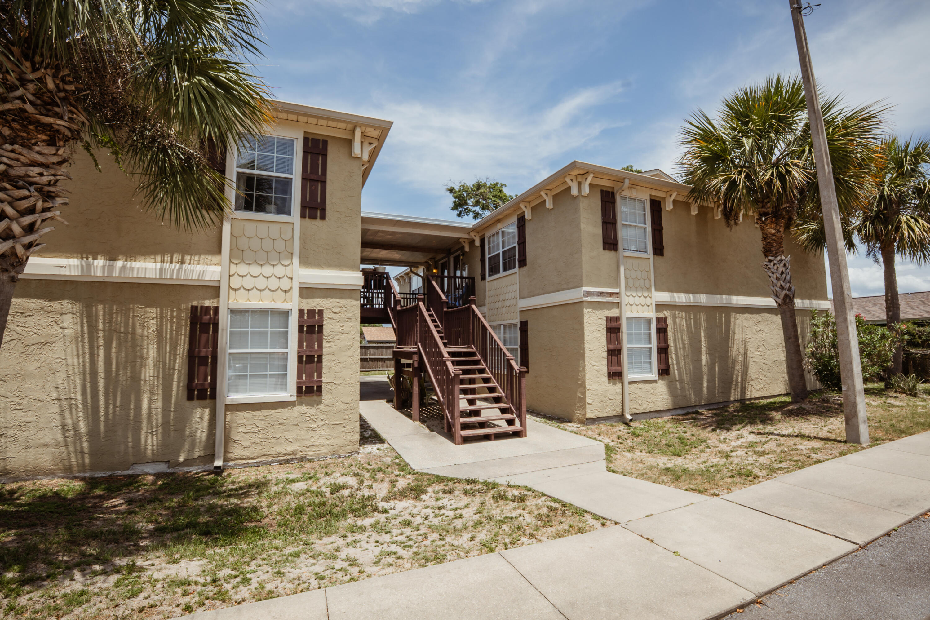 First Month Free! Available NOW!! 2bd/ 1 bath apartment in the heart of Panama City, close to Tyndall AFB, shopping, and beaches This is a second-floor unit. The kitchen has plenty of cabinet space. Bathroom has shower /tub combo. Washer and dryer hookups in the unit. Garbage and lawn included. Pets may be allowed with approval, non-refundable pet fee and $25 per month per pet. No smoking in the unit. Minimum 600 FICO credit score required in addition to meeting applicant rental criteria. Applications are done at www.RentGoodLife.com