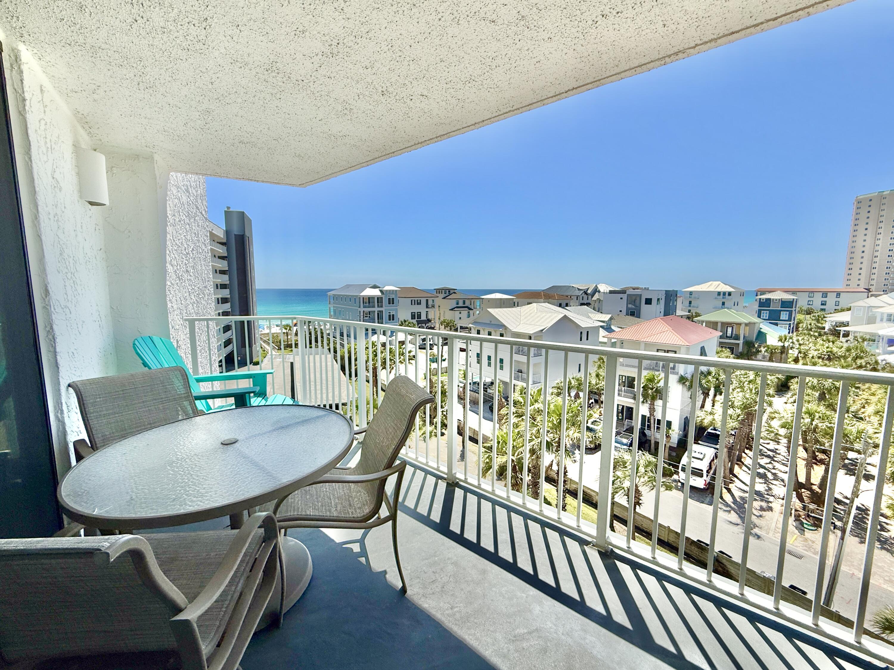 Great price for this 5th floor, gulf view 2/2 condo with spacious rooms & a great layout. Unique South side of Scenic Hwy 98 beachfront condo complex with no roads to cross to the beach. Lush green space opens to the short boardwalk & the stunning white sands and turquoise waters of our amazing Beaches! Private Beach with umbrella and chair service available.
Put your own touches to upgrade the unit's decor and furnishings while getting this great price for this 5th floor unit! In unit stackable washer/dryer, stainless appliances. Access to balcony from living room AND Master Bedroom. 
Restaurants and shopping nearby, Resort style pool, hot tub, grilling area, gym and palm trees swaying in the tropical breezes makes this condo complex a local favorite!
Rental Projection without as much owner usage $45-55K.