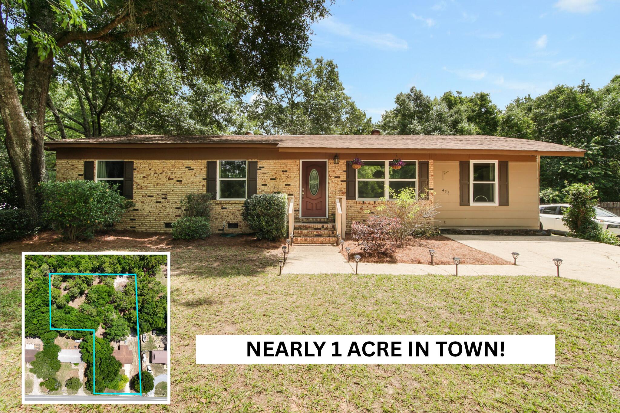 Welcome to this spacious 4-bedroom home situated on nearly 1 ACRE in the heart of DeFuniak Springs, a rare opportunity to enjoy the space and privacy of three combined lots while still being conveniently located in town. With no HOA fees and no restrictions, you'll enjoy the freedom and flexibility that's hard to find this close to town. Conveniently located near shopping, schools, restaurants, and everyday amenities, this property offers both space and accessibility.

Inside, the home features updated flooring, fresh interior paint, new windows, updated bathroom vanities, and a new stove, creating a clean and inviting feel throughout. The flexible bonus room offers endless possibilities and could easily serve as a sunroom, home office, playroom, den, hobby space, or additional living area to fit your needs.

Major improvements include a 2019 HVAC replacement, new insulation in 2025, and multiple exterior and system upgrades completed over the years. The oversized lot provides plenty of room for entertaining, gardening, parking your toys, or even adding a pool while still maintaining plenty of yard space to enjoy.

Located just 1 mile from public access to Lake Stanley Park, this home is also only 5 minutes from historic downtown DeFuniak Springs and Main Street, where you'll enjoy local shopping, dining, and community events. Commuters will appreciate being less than 30 miles from Crestview, while beach lovers are under 40 minutes from the
white sand beaches of 30A and South Walton. If you've been searching for a move-in ready property with land, flexibility, and no HOA restrictions, this one checks all the boxes!