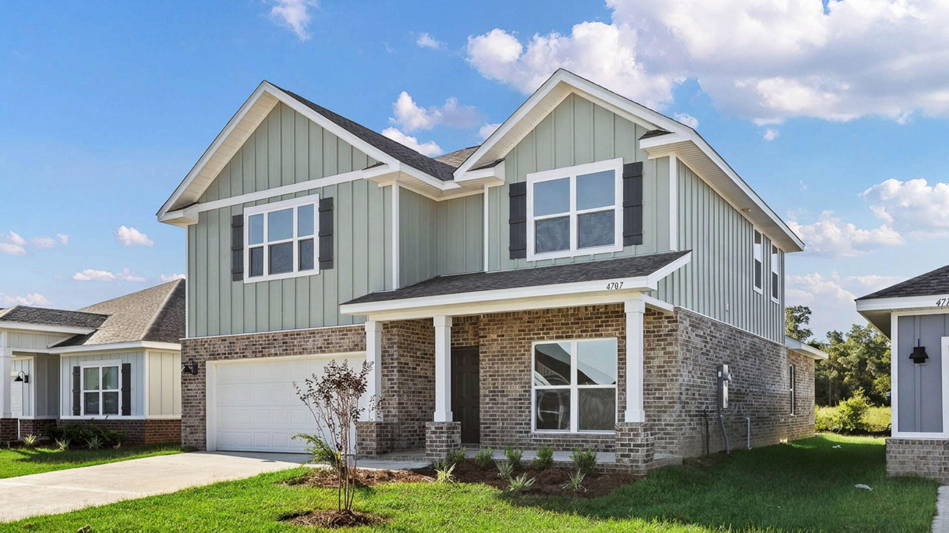 The Embry plan is a 5-bedroom, 3.5-bathroom two-story home with over 2800 Sq. Ft. and a two-car garage. 

As you step inside, you will find a flex space right off the foyer--perfect for a bright home office, a formal dining room, or a cozy reading nook. EVP flooring leads to the open-concept living area which serves as the heart of the home. A stylish kitchen featuring sleek stainless-steel appliances, crisp white cabinetry, and a massive center island all complemented by the quartz countertops. Appliances include a stove, microwave and dishwasher. This space connects directly to an expansive great room, creating the ultimate hub for daily life and entertaining guests. 

The main-level primary suite is designed as a peaceful retreat, offering a private escape from the hustle and bustle. The en-suite bathroom combines function and luxury, boasting a double vanity, private water closet, spacious shower, a relaxing garden soaking tub, and an oversized walk-in closet.
Upstairs, you'll find a large, flexible living area ideal for a game room, media center, or family hangout. Four generously sized secondary bedrooms share two full bathrooms, providing ample room for everyone. One bedroom even includes a private, attached bathroom--perfect for guests or a teen suite.