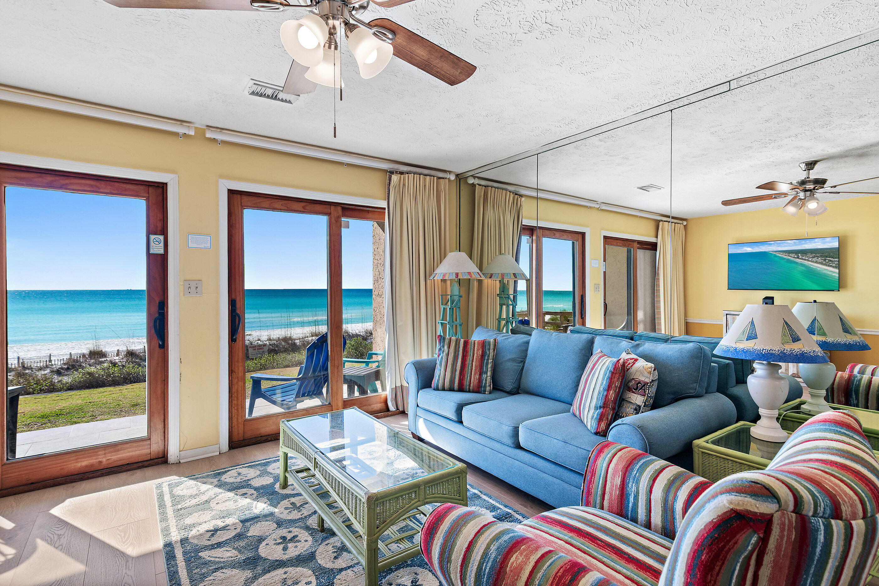 Wake up to the sound of the Gulf and step straight onto the sugar-white sand and into the emerald waters of the Gulf from this ground level unit. 

Crystal Villas A-2 is an incredible opportunity to own a direct gulf front unit. Step out your Gulf side patio door and be on the snow-white sand and in the emerald waters of the Gulf in a few steps. Just outside your front door you can watch the kids swim and play in the pool. This unit is the highly sought after Crystal Beach area of Destin. Not only is it just steps from the Gulf it is freshly and extensively updated and on the first floor. The panoramic views are incredible!

Unit rental calendar and lots more local photos available by Mgmt Co site. Crystal Villas A2