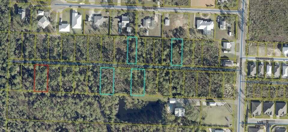 Strategic acquisition opportunity for a forward-thinking builder or developer. This 5-lot bundle (approx. 1.15 total acres) is located on Narrows Way off Thompson Rd, just 1.28 miles from direct beach access.

This is a pre-development play. The property is currently raw land without physical road access or utilities. HOWEVER: The hard work is already being handled. The seller has fully paid for and started the easement suit with an attorney to establish legal access. The suit is being finalized in the next 30-60 days.
Total Lots: 5 (Sold as a package only)

Lot Sizes: (3) x 0.258 ac, (1) x 0.206 ac, (1) x 0.172 ac

Documentation: Recent surveys available.

Looking for a larger footprint? Seller has direct lines of communication with neighboring lot owners on the street, facilitating a potentially larger assemblage.