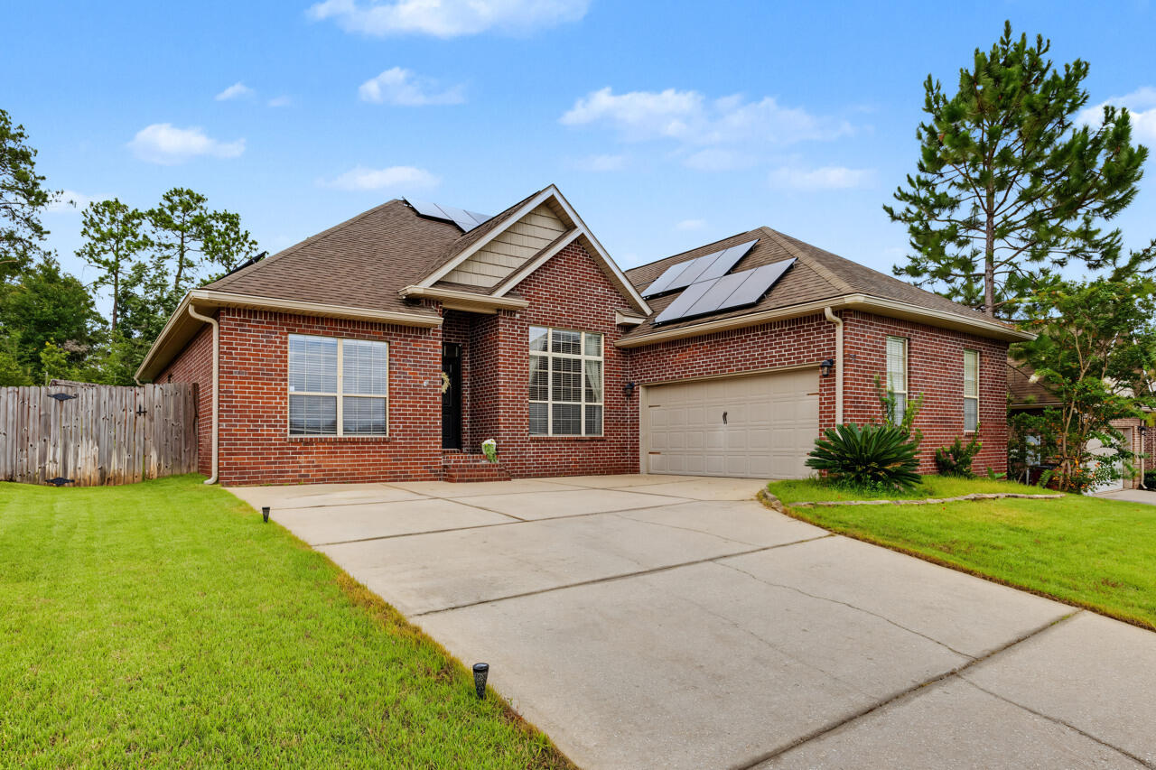Welcome to this beautifully maintained home in the heart of South Crestview! Offering 3 bedrooms, a versatile flex space (think 4th bedroom!), a dedicated home office, and 2.5 bathrooms, this spacious floor plan provides the flexibility you are looking for.
The open living area features soaring cathedral ceilings that create a bright, airy feel and the kitchen flows seamlessly into the main living spaces, making it ideal for everyday living and entertaining.
The generously sized primary suite and large closets provide exceptional storage throughout the home. An oversized garage offers additional space with the potential for overhead storage. Step outside to enjoy the fully fenced backyard featuring an above-ground pool, sprinkler system (added in 2023), and plenty of room to relax or entertain. Additional highlights include paid-off solar panels for energy savings, a new HVAC system (2025), and an assumable VA loan at 5.15% for qualified buyers. Conveniently located in desirable South Crestview with easy access to schools, shopping, dining, and major commuter routes, this home combines comfort, efficiency, and an unbeatable location. Schedule your private showing today!