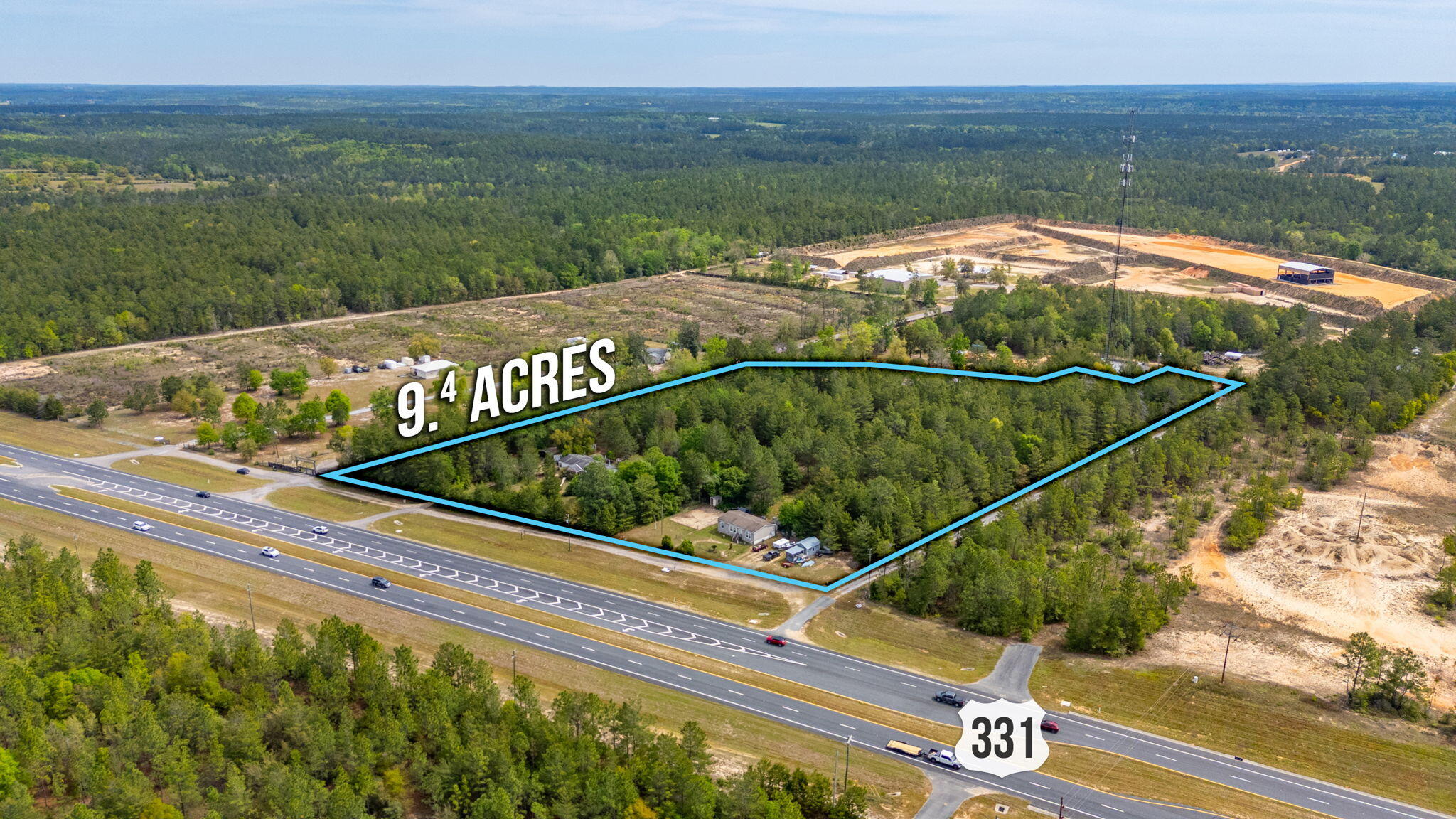 High and Dry with 576 feet fronting the popular commercial corridor of S. Hwy 331, a major artery feeding South Walton, Santa Rosa Beach, and the beaches of Hwy 30A.  Totaling 9.4 acres of opportunity with Estate Residential zoning, allowing for Residential or Commercial uses to include short term vacation rentals, agriculture related, veterinary, rural grocery or general store, feed sales, bait and tackle, hunting camp, recreational vehicle parks or campgrounds and more.  Less than 30 minutes from Grayton Beach or 10 minutes from Interstate 10, with close access to major retail sites in Freeport and Defuniak Springs.  A savy investor may potentially re-zone to Light Industrial, already done just three parcels north of the site.  1996 mobile home is included.  2017 mobile is NOT included.