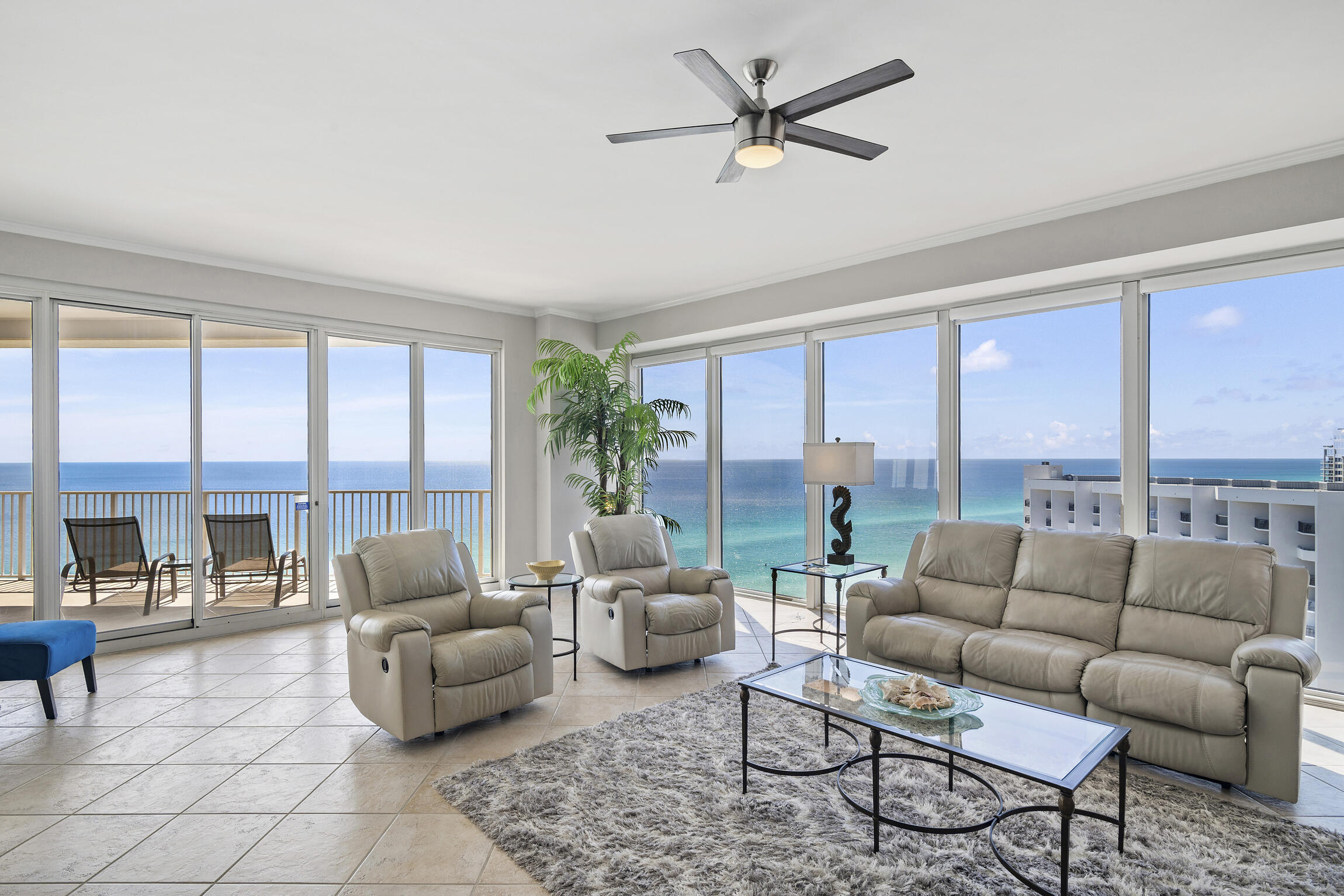 Rare Find! Absolutely most stunning view in all of Destin! 3 bed/3 bath 'Oceanfront Penthouse'!  This DIRECT OCEAN FRONT luxurious condo offers sweeping breathtaking ocean views w/ expansive 10 ft. floor to ceiling glass! Light, bright, open spaces plus HUGE 500ft patio are thoughtfully designed with all the comforts of home. No need to remodel - paint, bathrooms, quartz counters and lighting all approx 2 yrs!  You are directly on the sugar white sand and sparkling water! Perfect for lazy days of relaxing or entertaining friends and family. 'The Tides' is the newest condo building at the beautiful 52 acre Tops'l Beach and Racquet Resort.  'The Tides' boasts a private pool and kiddie pool for owners and guests, pickleball, basketball, shuffleboard, mini-golf and  BBQ grills. BONUS: This home includes private deeded covered parking for the new owner. Welcome to your new home on the most beautiful beach in the world!