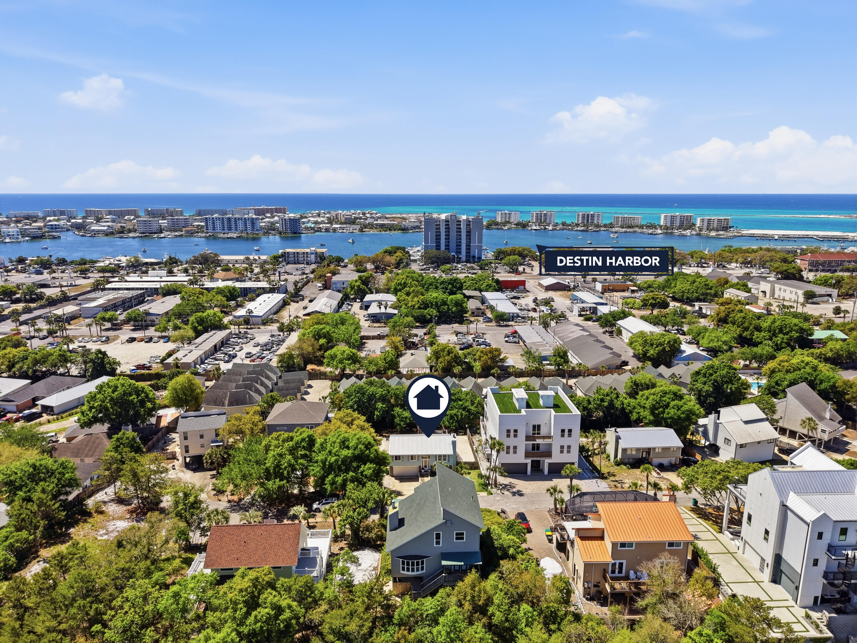Location, Location, Location!  This is DESTIN, FL.  Coastal living meets Destin fun in this beautifully upgraded four-bedroom, two-bath home tucked away on a quiet and private cul-de-sac just minutes from the HarborWalk, Boardwalk, beaches, and endless recreation.

Step inside to discover a bright and uniquely designed split floor plan, enhanced with thoughtful updates throughout perfect for full-time living or vacationing.

On the first level, you'll find the owner's suite, complete with a cozy fireplace and a sliding glass door that opens to the covered outdoor patio, already equipped with a TV mount for your outdoor enjoyment. The garage features two, 220V outlets, and an additional 220V outlet is located on the side of the home, where you'll also find adequate space for extra parking. On the second floor, you'll enjoy a beautifully upgraded kitchen with classy features and newer appliances, a living room that overlooks the foyer, and a dining area that flows seamlessly onto the home's second-level deck, ideal for entertaining and relaxation. Three additional bedrooms offer comfort for family and guests, along with a completely and beautifully renovated bathroom.

The standout feature? A stunning Gulf view from the 3rd-level deck, providing the perfect backdrop for morning coffee, sunsets, Destin's famous fireworks, or simply soaking in those iconic coastal breezes.

The peace of a private cul-de-sac, paired with a quick golf cart ride to dining, shopping, and countless attractions, makes this home truly desirable.

Between the upgrades, the views, and an unbeatable location, this Destin gem delivers the ultimate coastal lifestyle.  You've found the one!

Buyer(s) is responsible for verifying ALL data and information including lot size and room measurements, as it is deemed to be reliable but not guaranteed.